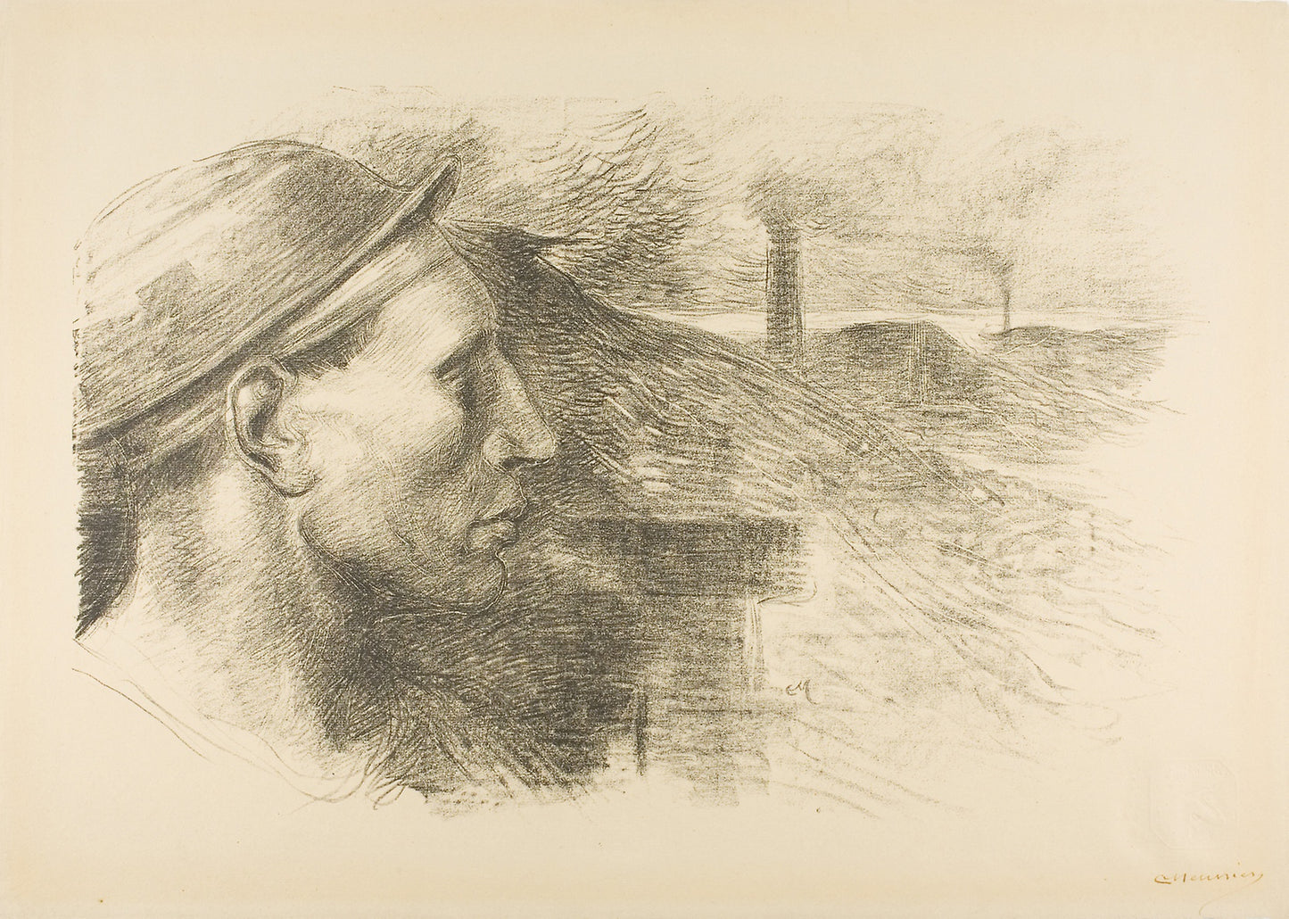 Miner, from the ninth album of L'Estampe originale - Constantin Emile Meunier (Belgian, 1831-1905), Poster Print Wall Art
