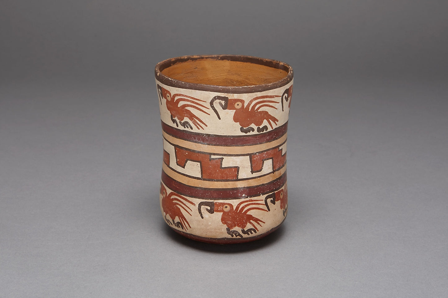 Jar Depicting Rows of Macaws and Abstract Stepped Motif - Nazca, Poster Print Wall Art
