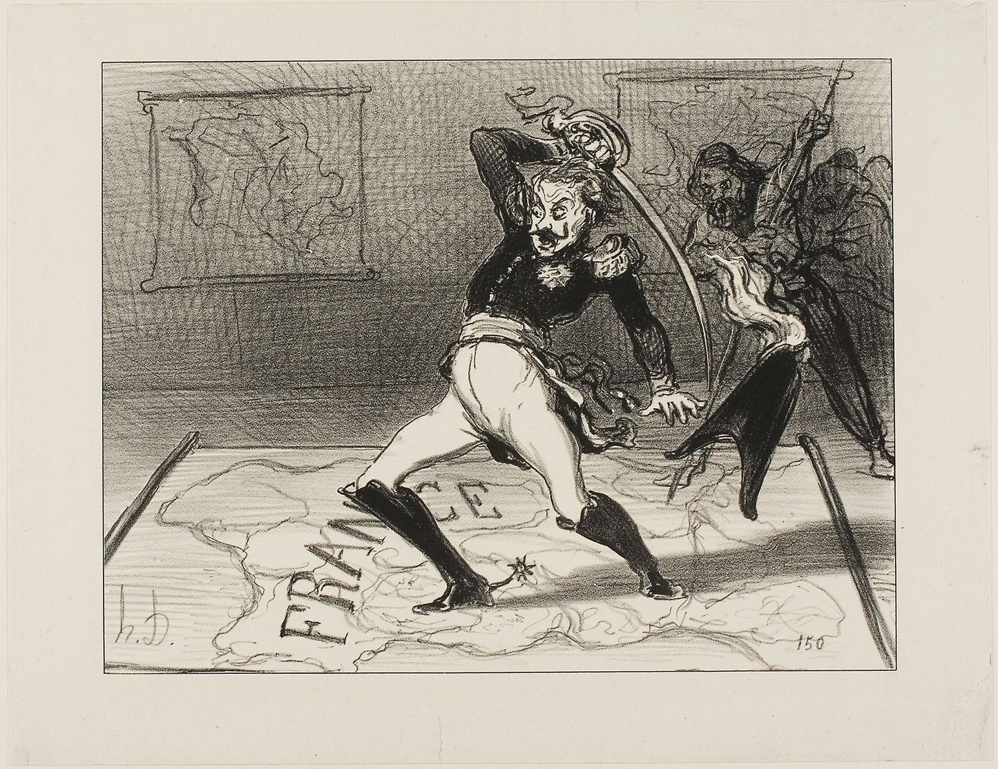 Emperor Nicolas working in his cabinet, plate 94 from Actualités - Honoré Victorin Daumier, Poster Print Wall Art