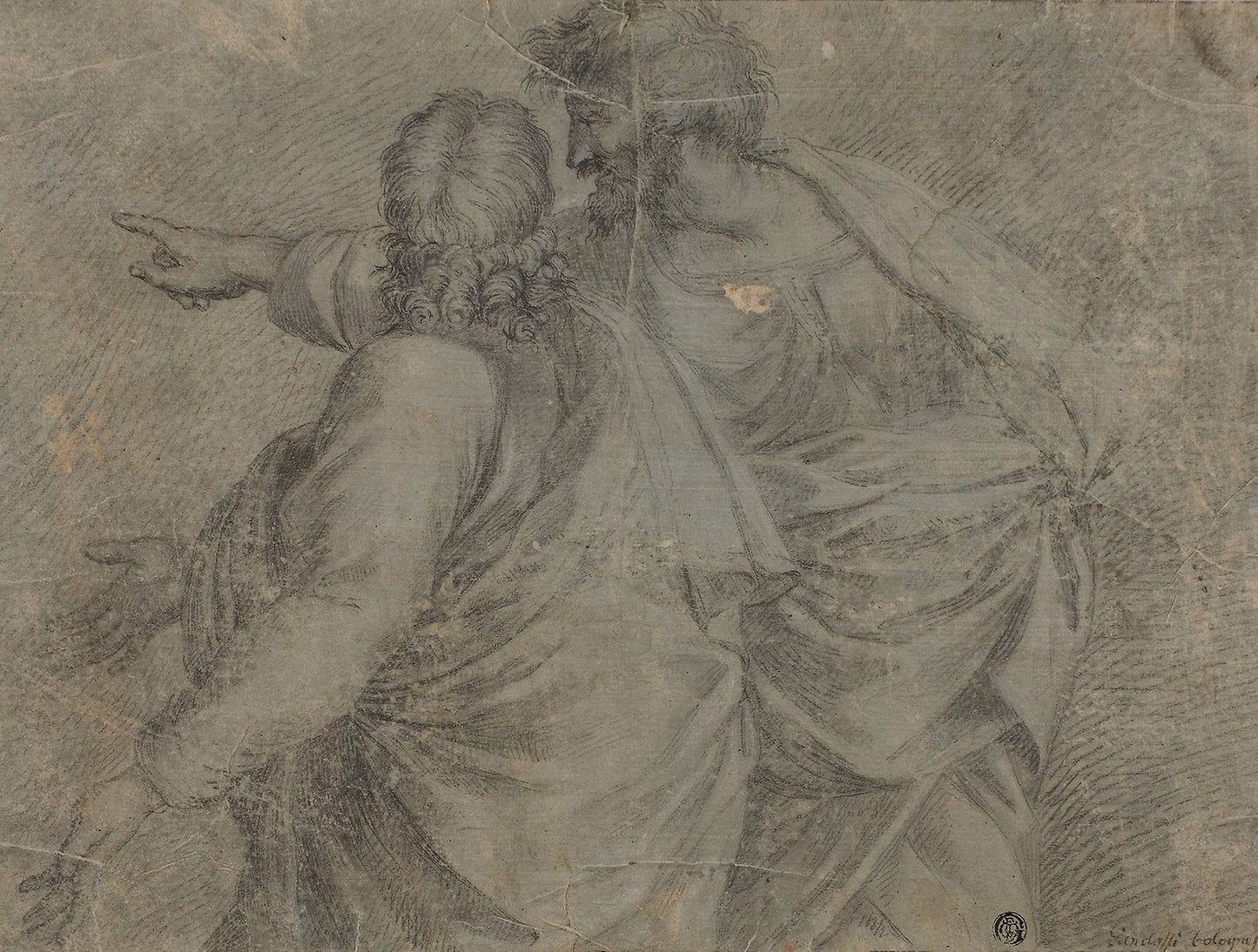 Two Men Conversing and Gesturing - After Raffaello Sanzio, called Raphael, Poster Print Wall Art