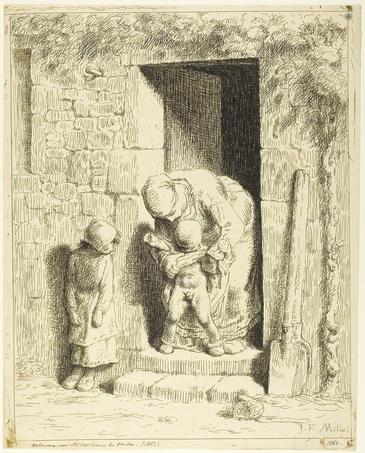 The Maternal Precaution - Jean François Millet, Poster Print Wall Art