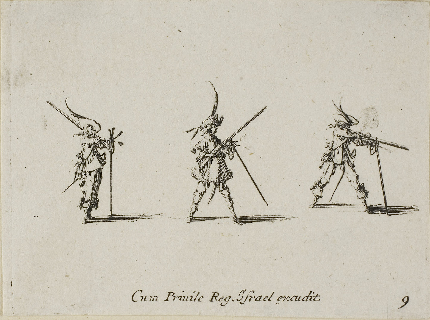 Firing the Musket, plate nine from The Military Exercises - Jacques Callot (French, 1592-1635), Poster Print Wall Art