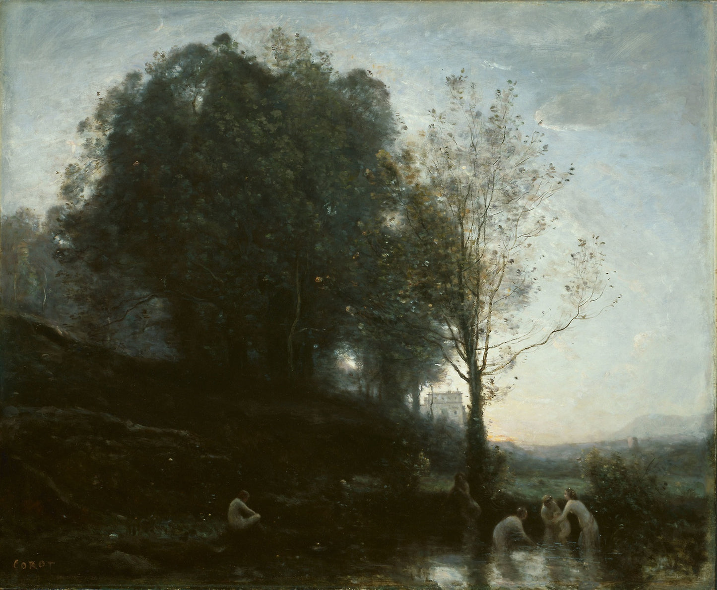 Bathing Nymphs and Child - Jean-Baptiste-Camille Corot, Poster Print Wall Art