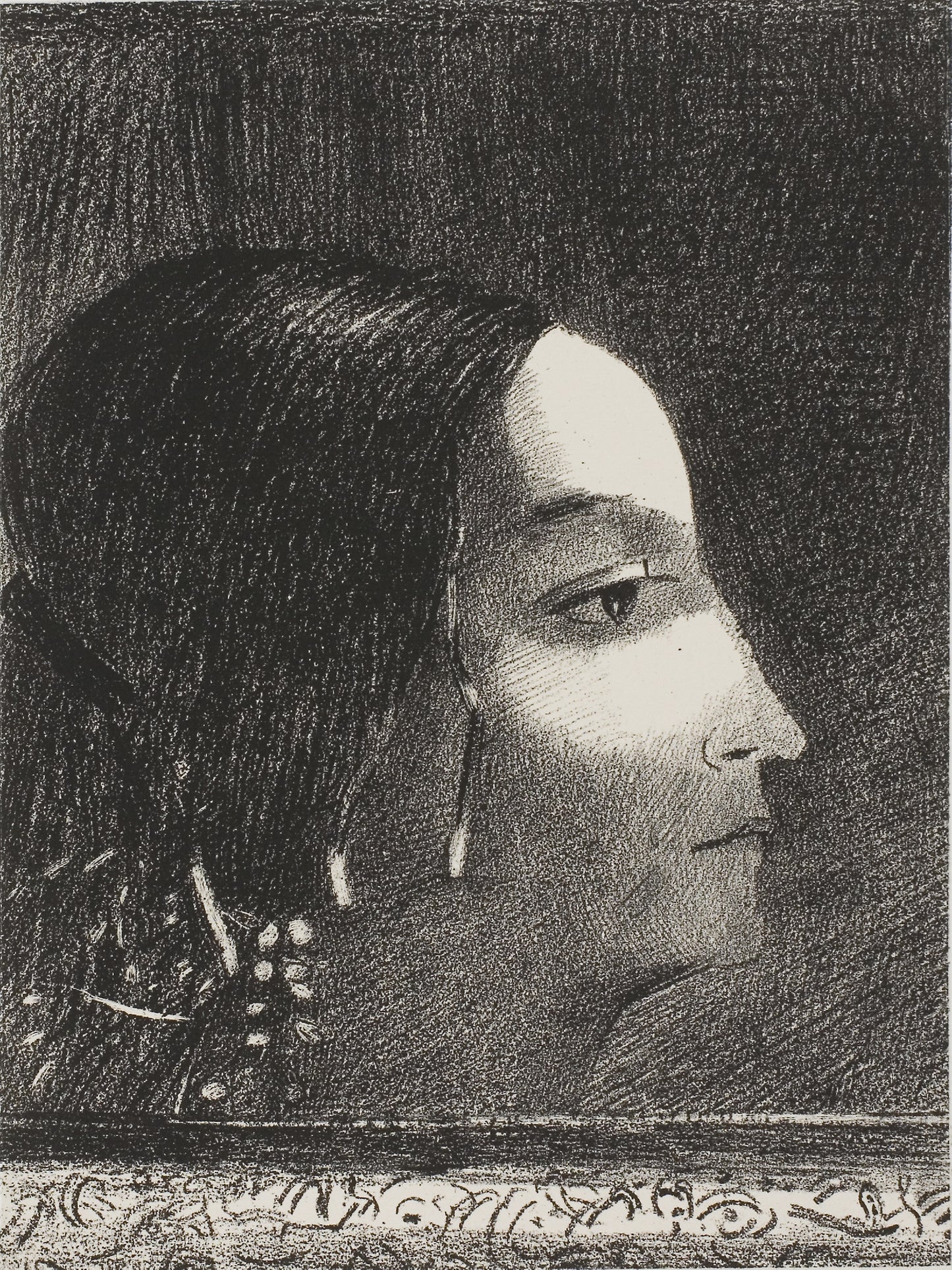 Dramatic and Grandiose with Her Face like that of a Druid Priestess - Odilon Redon, Poster Print Wall Art