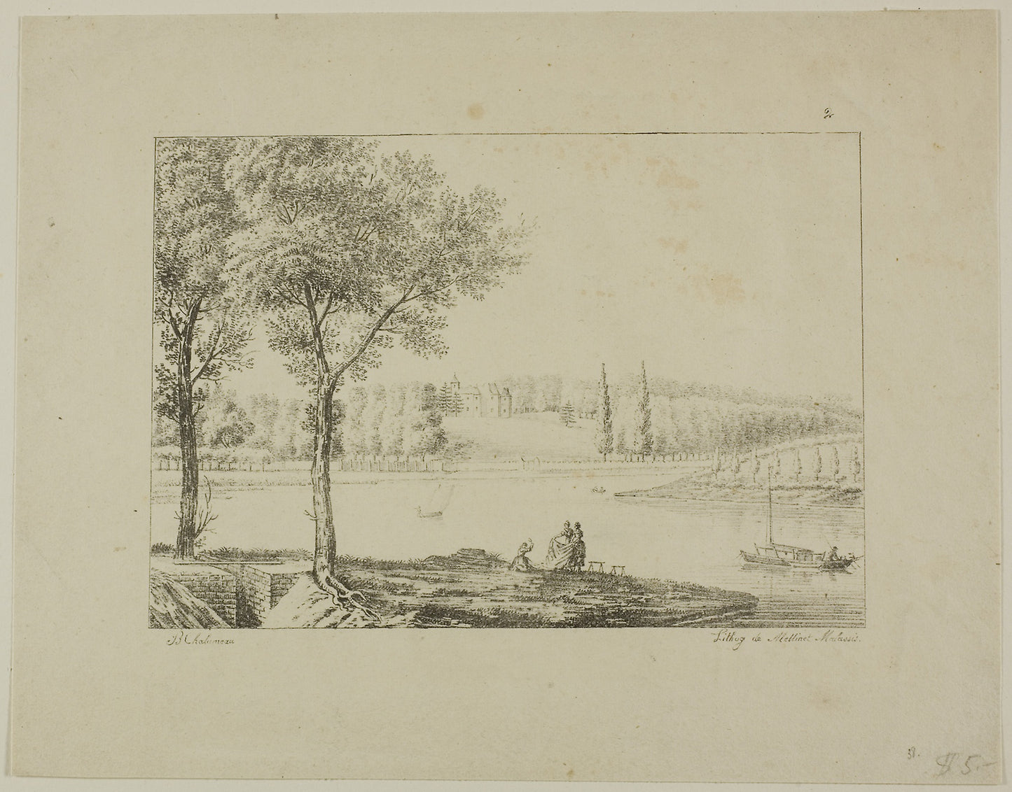 Landscape - B. Chalameau (French), Poster Print Wall Art