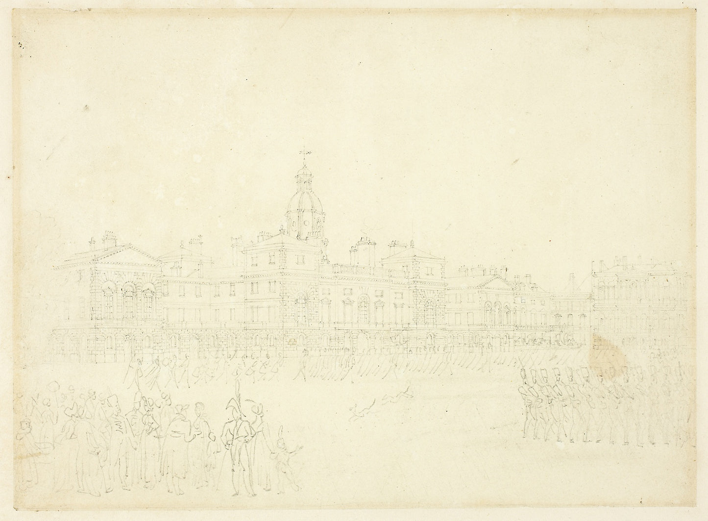 Study for Mounting Guard, St James Park, from Microcosm of London - Augustus Charles Pugin (English, born France, 1762-1832), Poster Print Wall Art