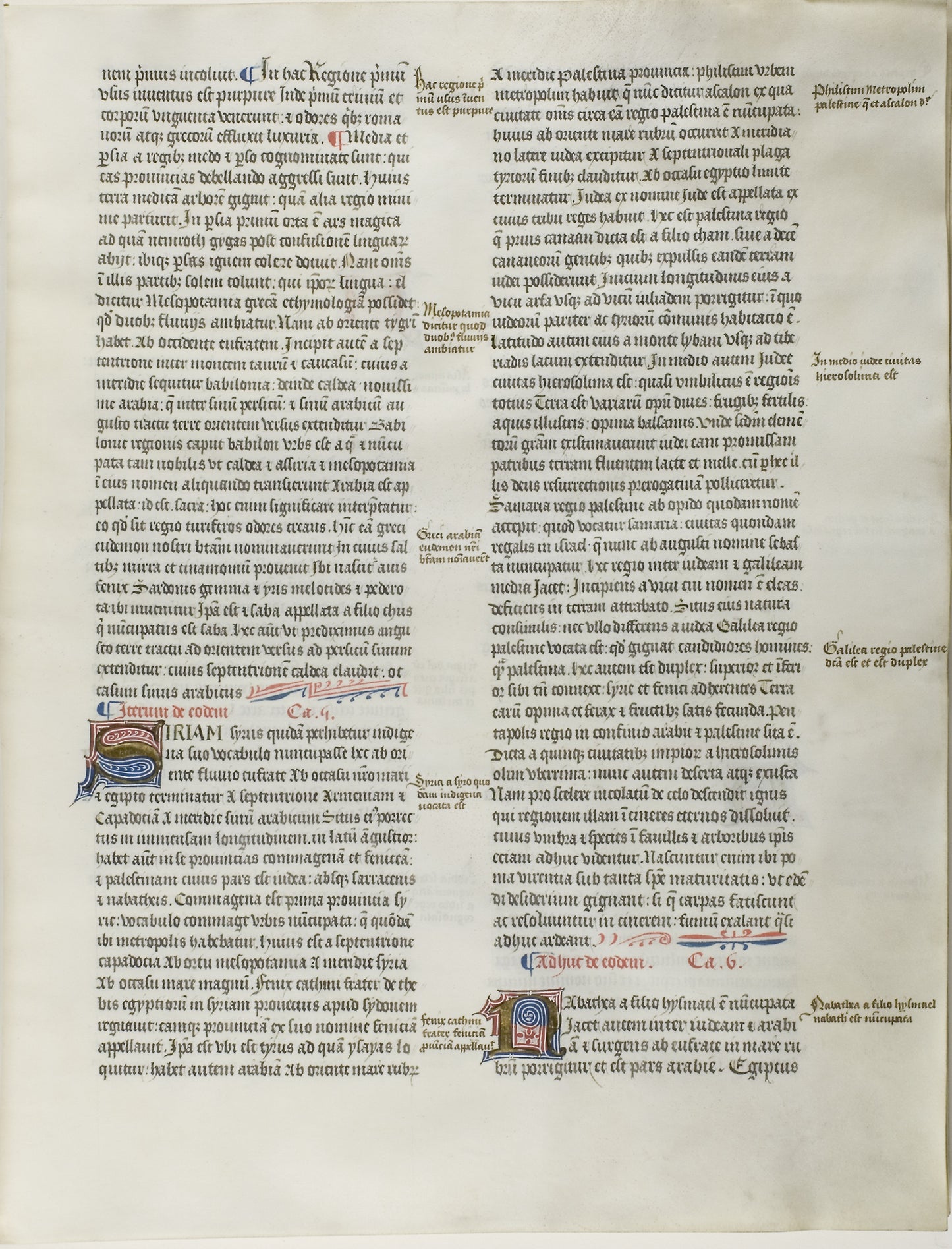 Folio Two from Burchard of Sion's De locis ac mirabilibus mundi, or an Illuminated Geography: French (Paris), Poster Print Wall Art