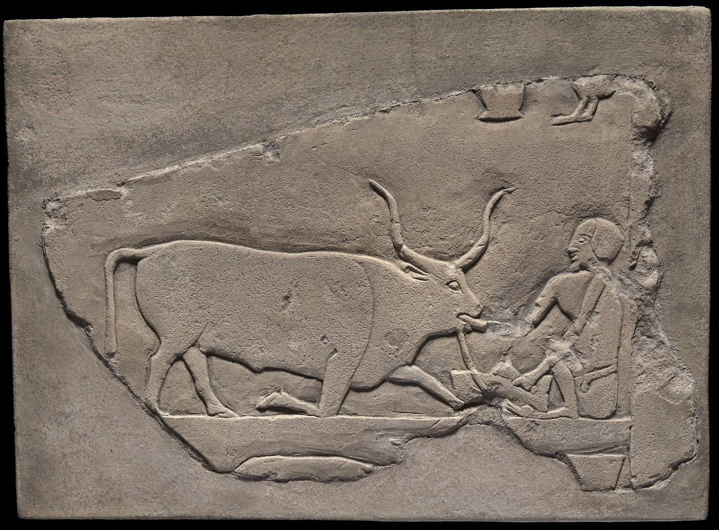 Wall Fragment from a Tomb Depicting a Herdsman: Egyptian; Sakkara, Poster Print Wall Art