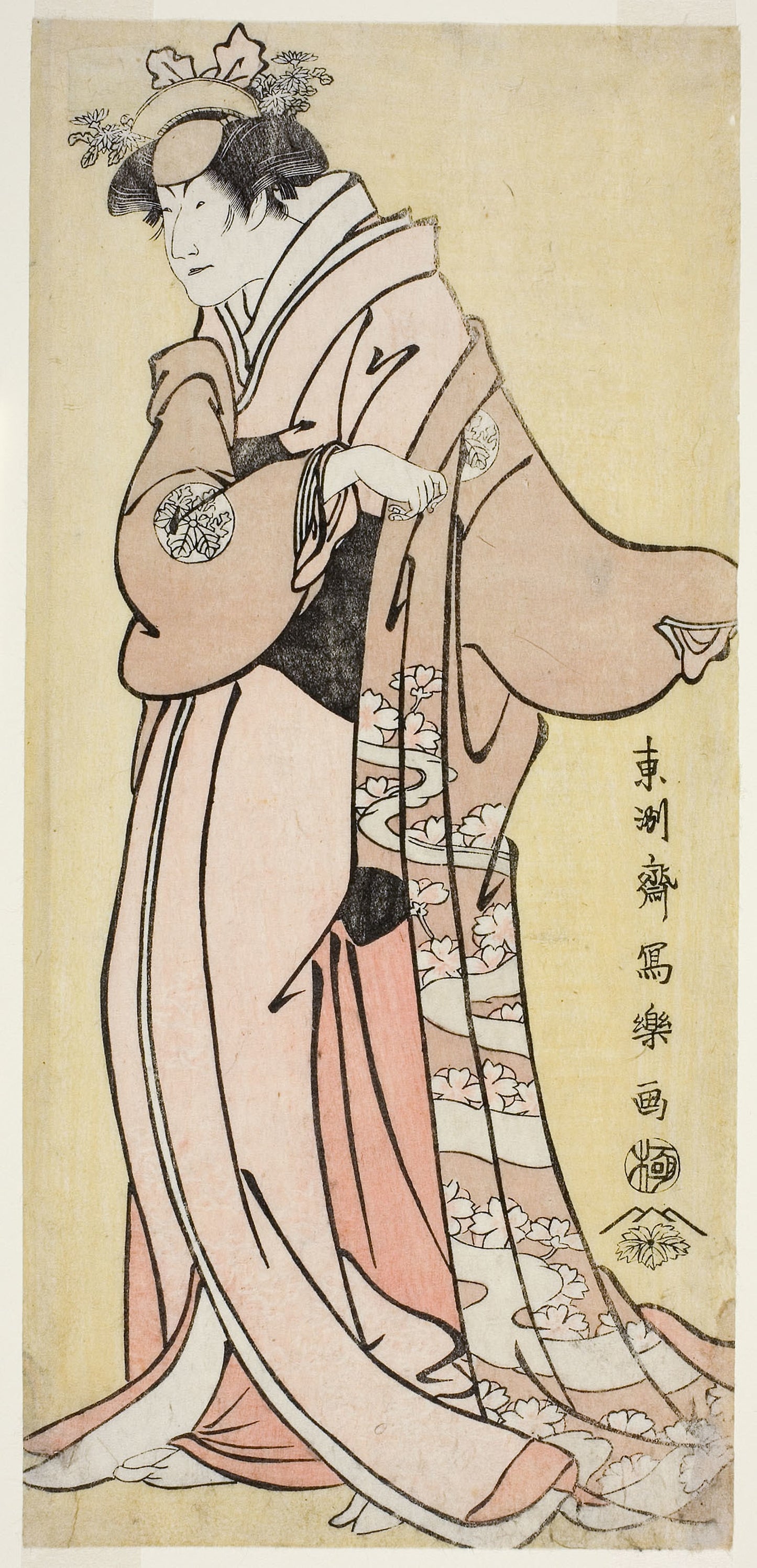 The Actor Nakayama Tomisaburo I as Lady Tsukuba, Wife of Yoshioki (Shodai Nakayama Tomisaburo no Yoshioki Midai Tsukuba Gozen) - (Kansei 6), Poster Print Wall Art