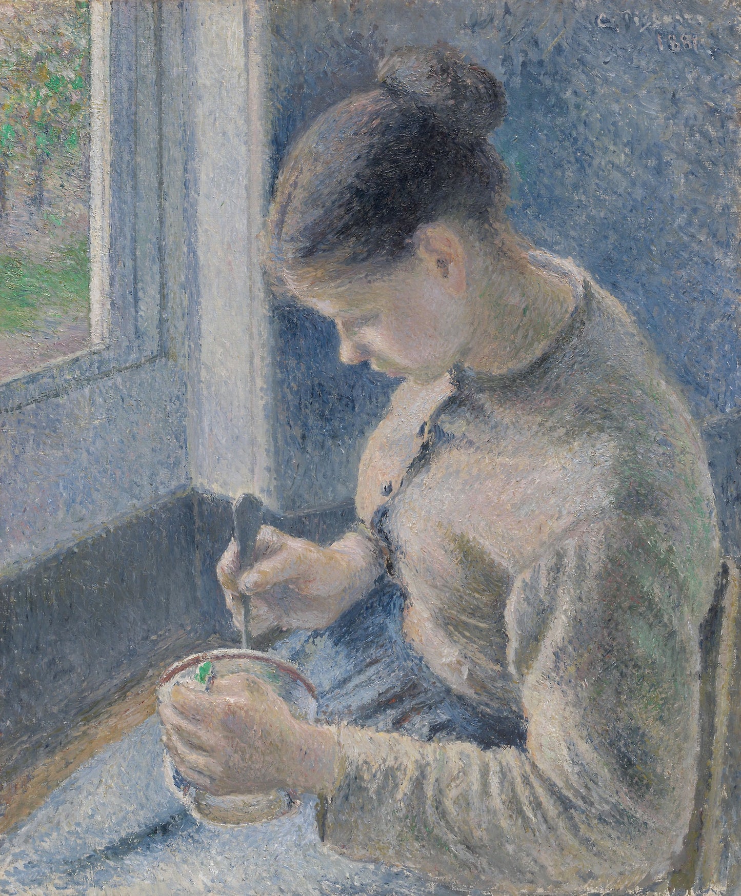 Young Peasant Having Her Coffee - Camille Pissarro, Poster Print Wall Art