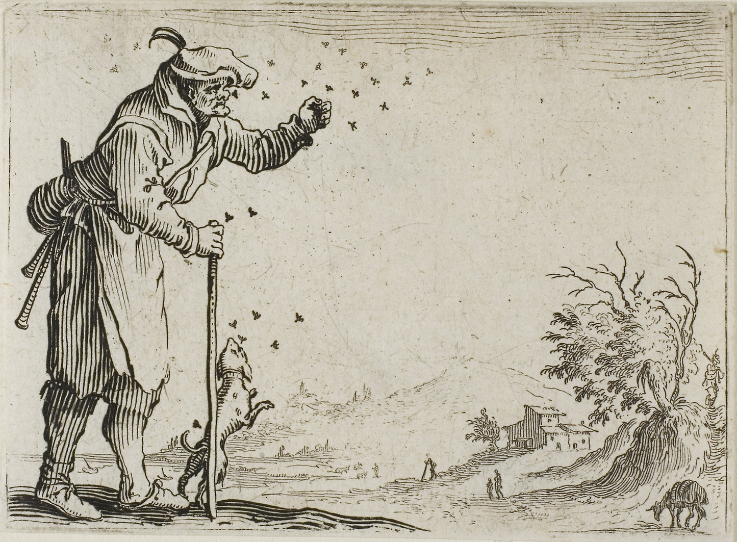The Peasant Attacked - Bees, from The Caprices - Jacques Callot, Poster Print Wall Art