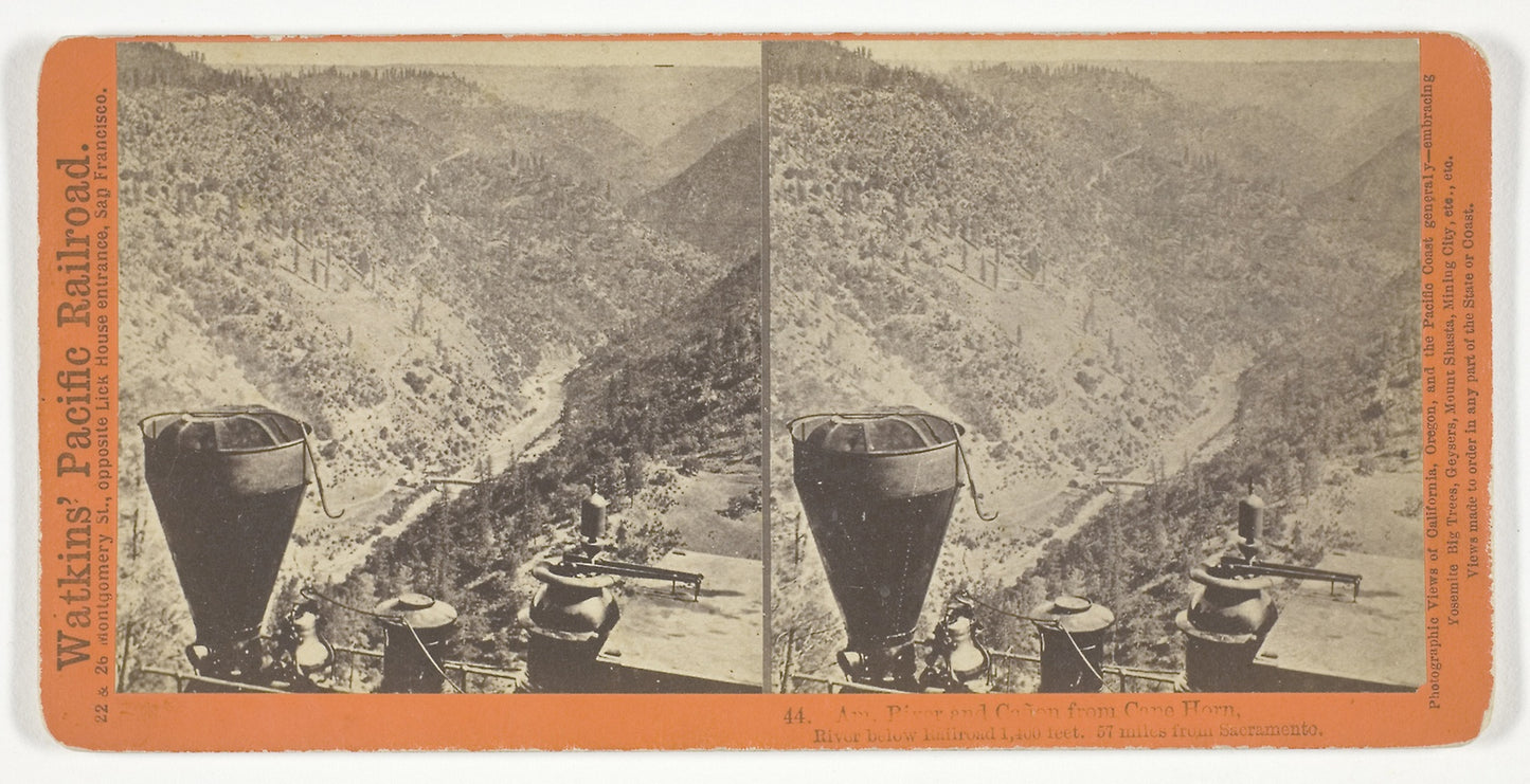 Am. River and Canon from Cape Horn, River below Railroad 1,400 feet. 57 miles from Sacramento - Alfred A. Hart, Poster Print Wall Art