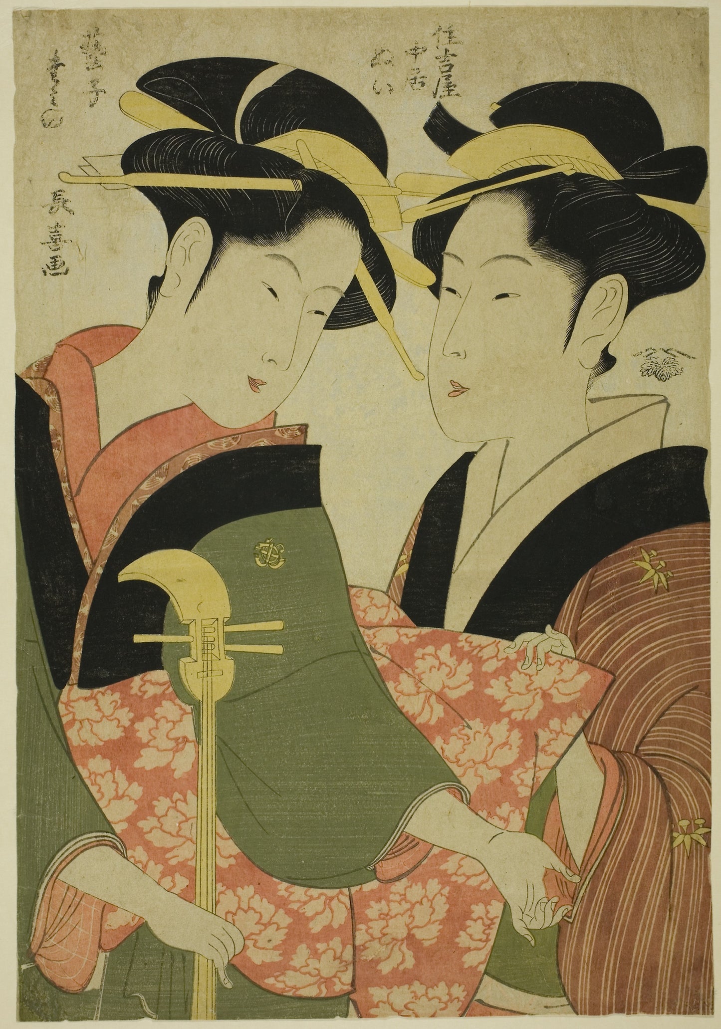 The Entertainer Tamino and the Serving Girl Nui of the Sumiyoshiya - Eishosai Choki, Poster Print Wall Art