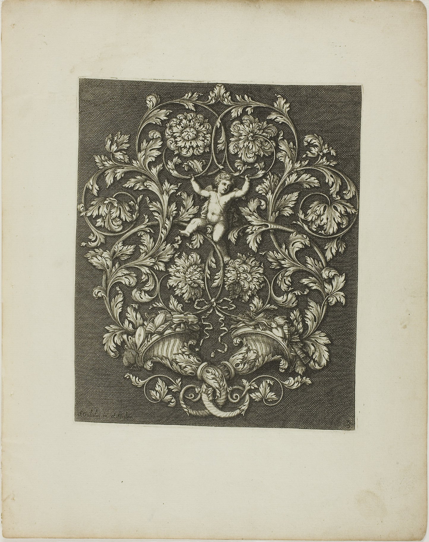 Plate Three, from A New Book of Ornaments - Simon Gribelin II, Poster Print Wall Art