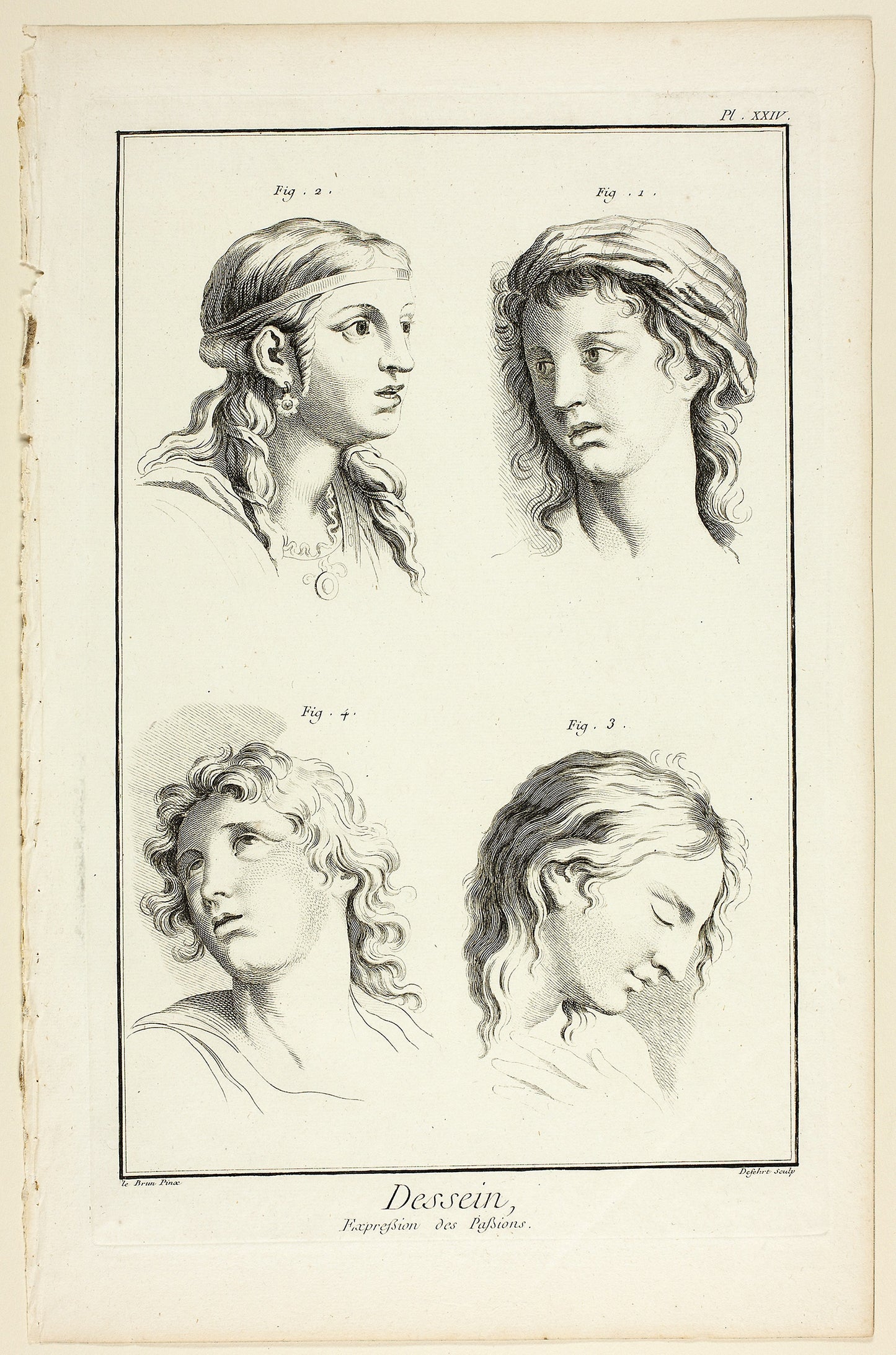 Drawing: Expressions of Emotion (Wonder, Love, Veneration, Rapture), from Encyclopédie: A. J. Defehrt (French, active 18th century), Poster Print Wall Art