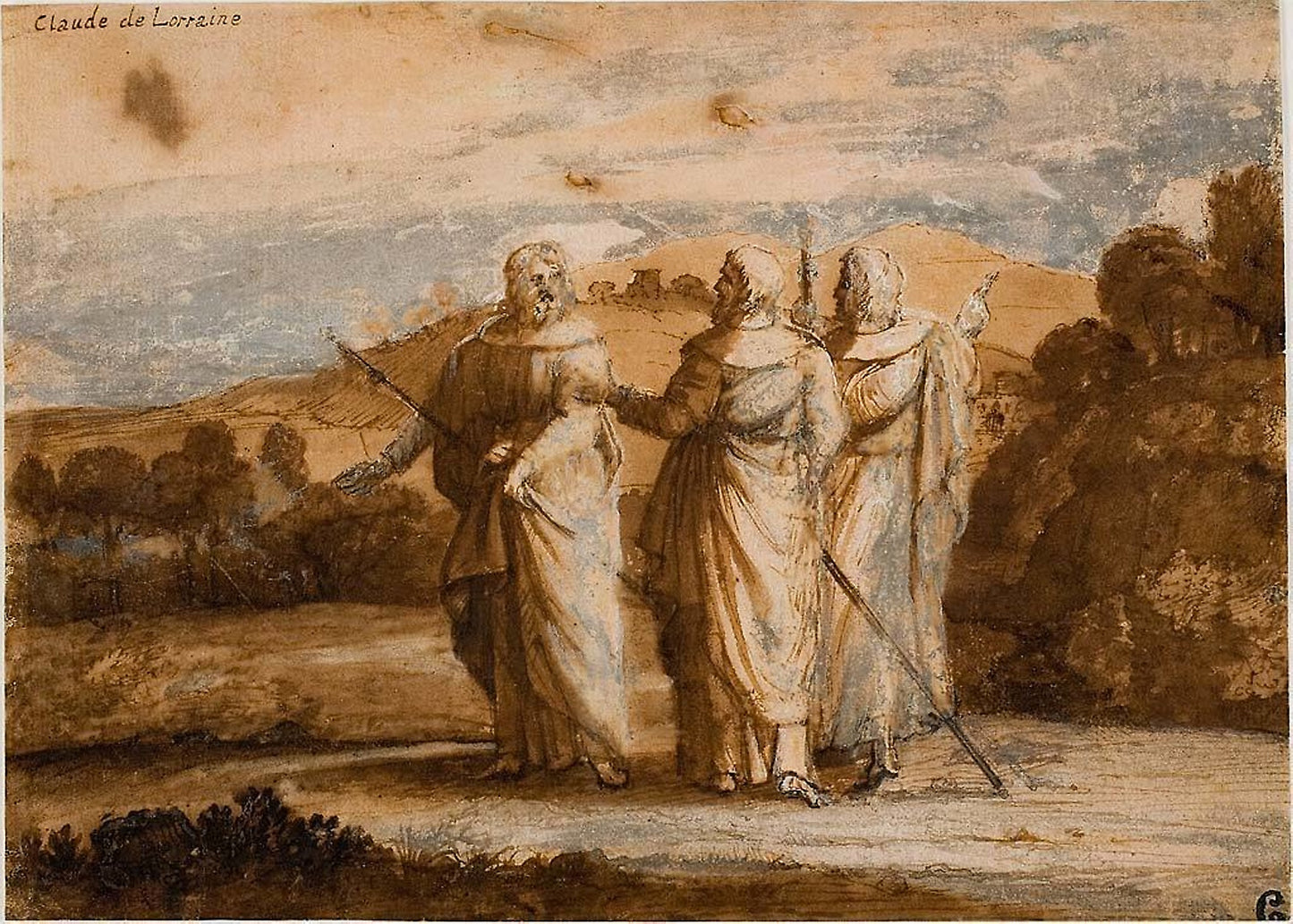 Study for Pilgrims at Emmaus - Claude Lorrain, Poster Print Wall Art