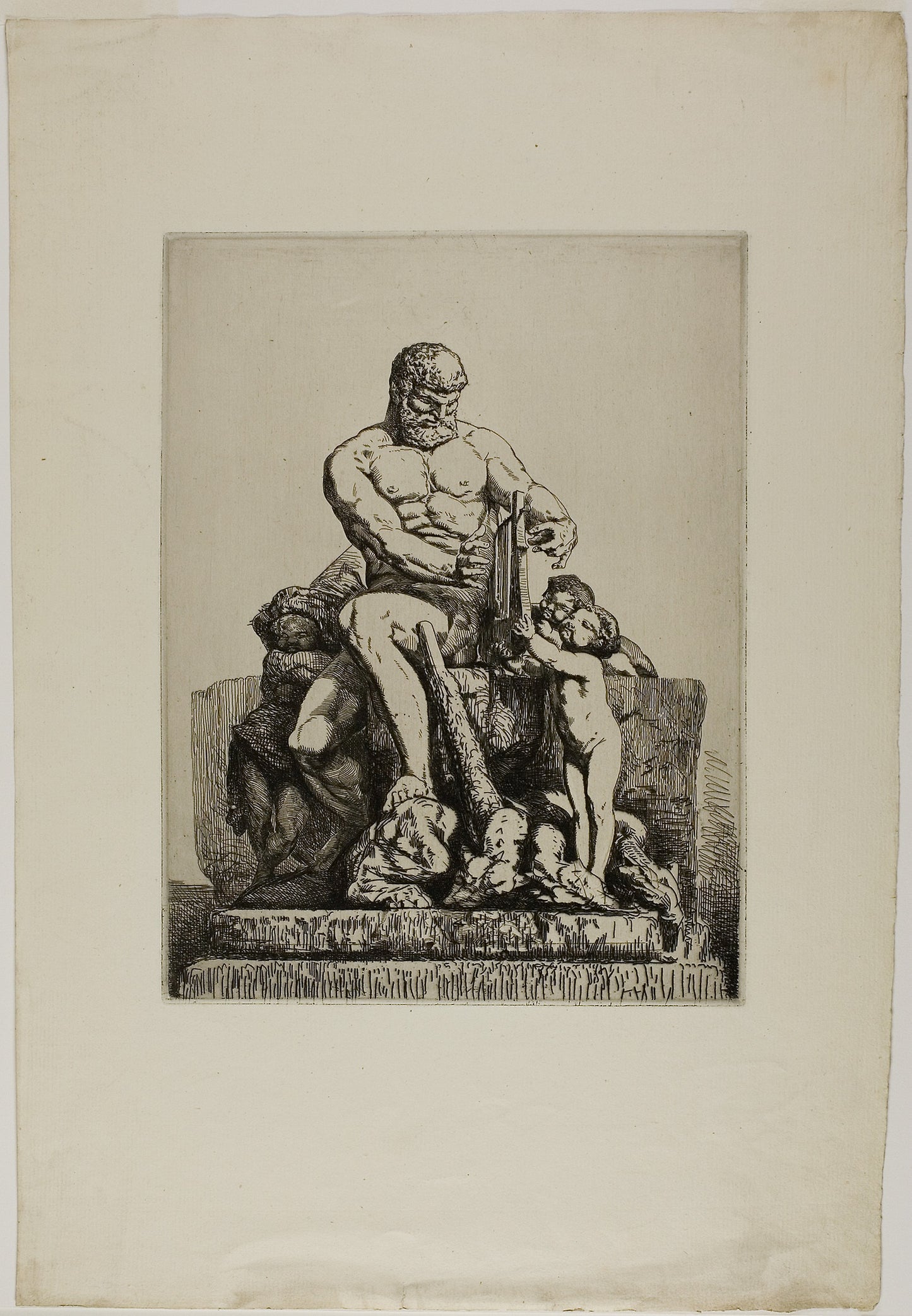 Hercules, plate one from Twelve Etchings - Chifflart - Nicholas-François Chiffart (French, 1825-1901), Poster Print Wall Art