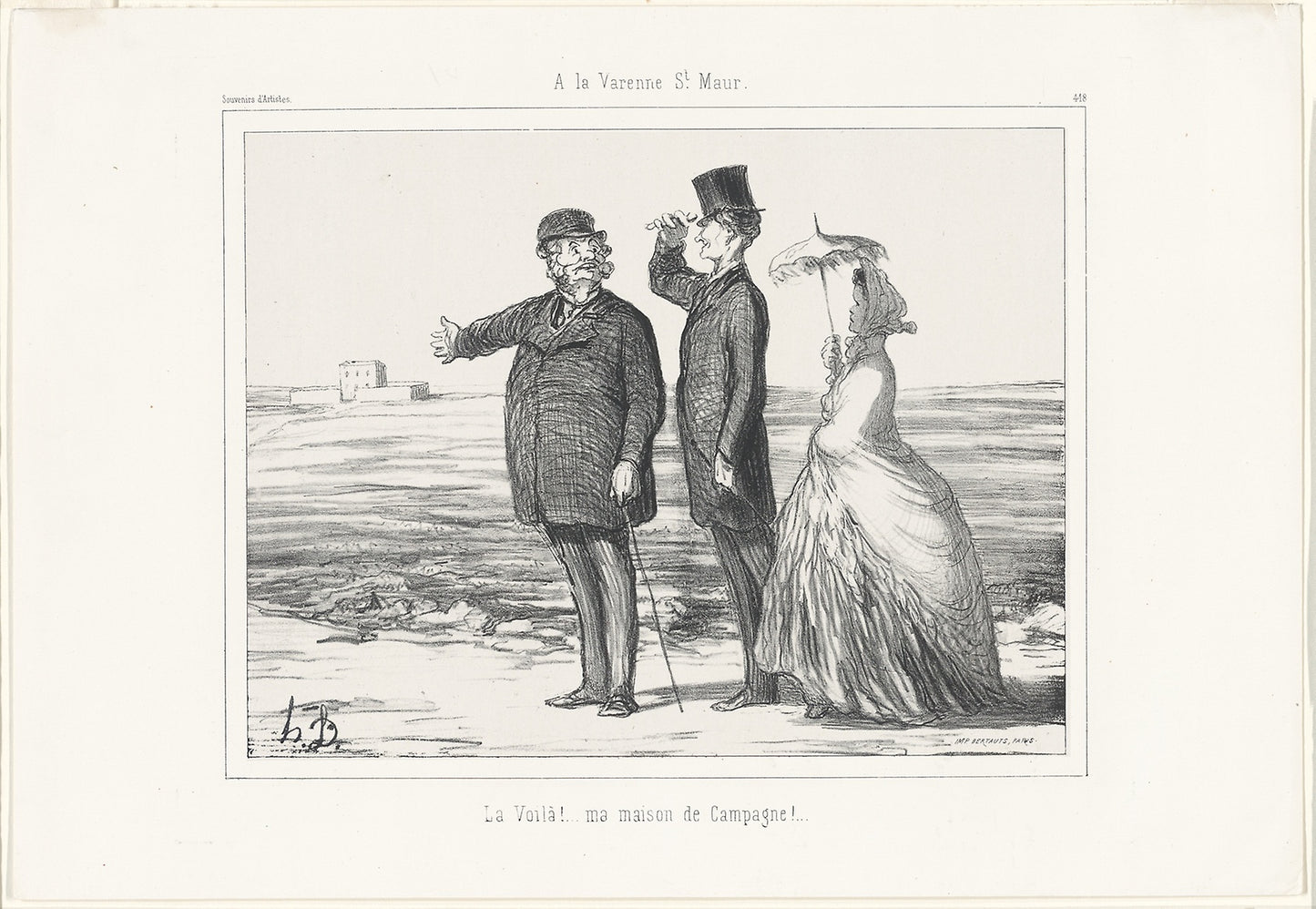 At Varenne, Saint-Maur. “There! My country house" - Honoré Victorin Daumier, Poster Print Wall Art