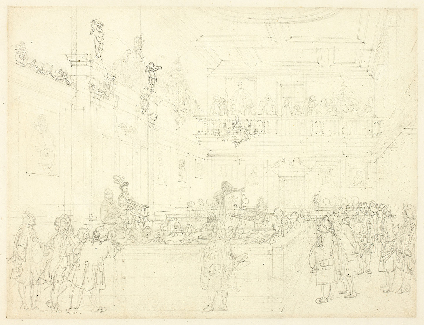 Study for Herald's College, The Hall, from Microcosm of London - Augustus Charles Pugin (English, born France, 1762-1832), Poster Print Wall Art