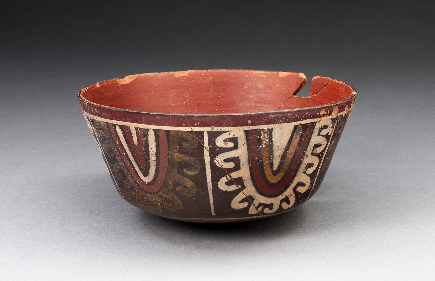Bowl with Concentric Half-Circle Motifs Descending from Rim - Nazca, Poster Print Wall Art
