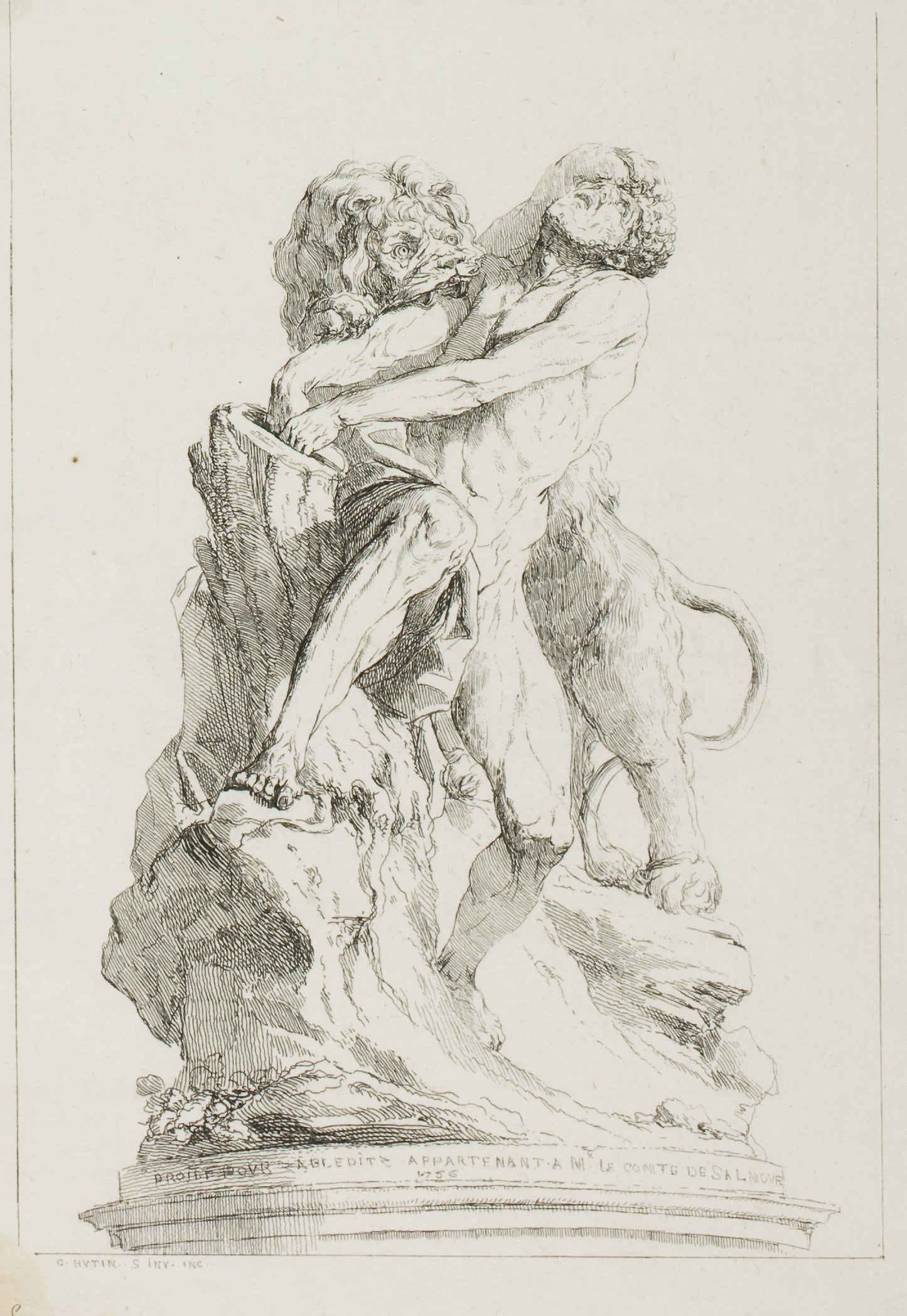 Milo of Croton - Charles-François Hutin, Poster Print Wall Art