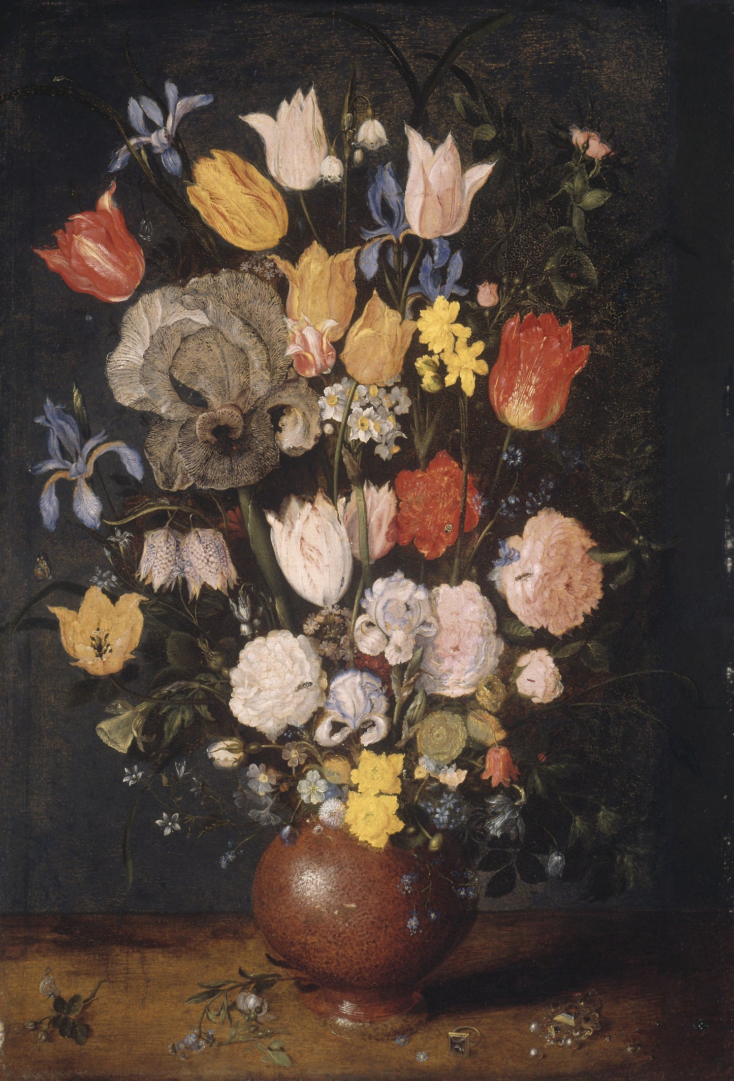 Bouquet of Flowers in an Earthenware Vase - Attributed to Jan Brueghel the Elder, Poster Print Wall Art