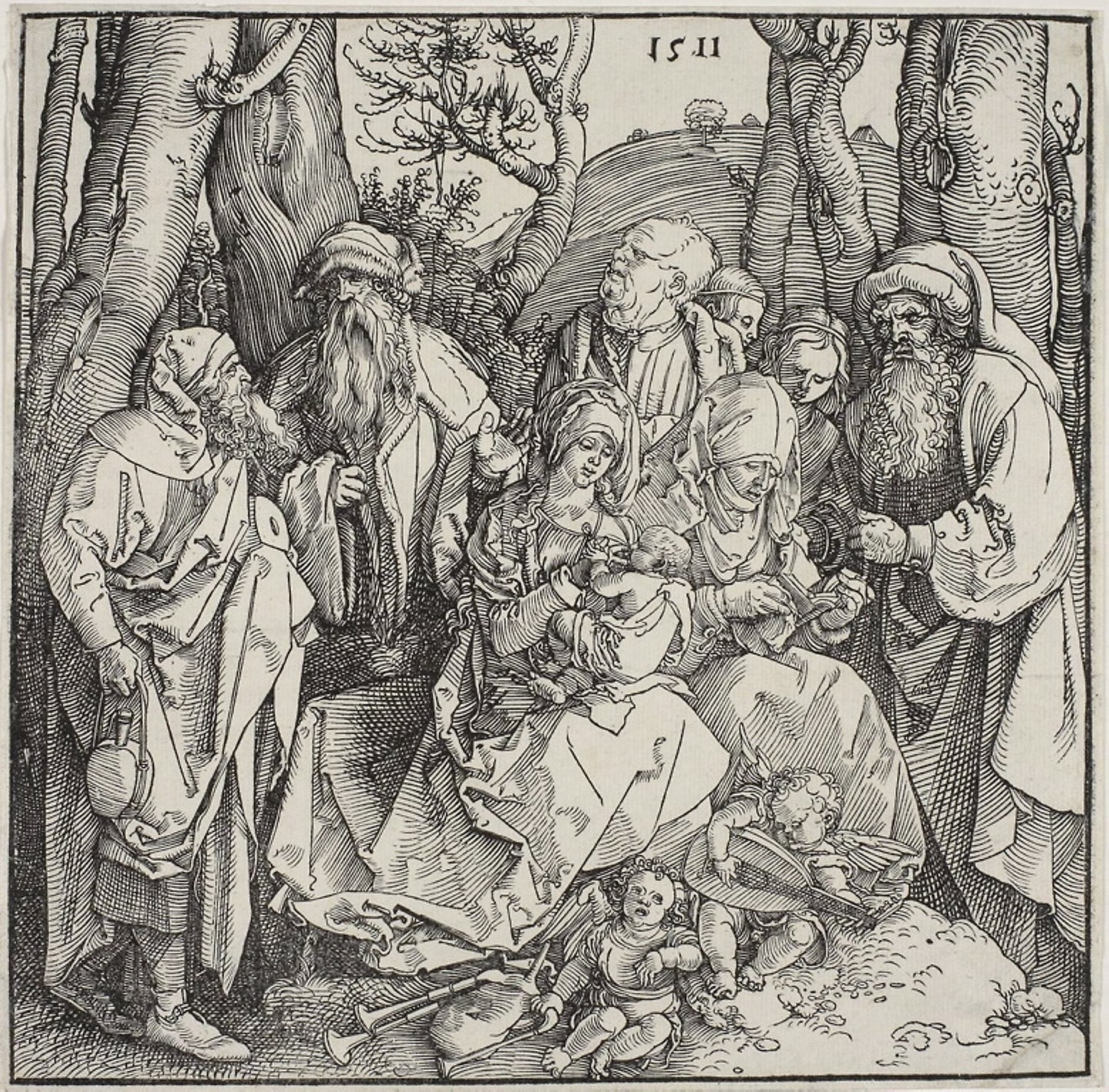 The Holy Kinship and Two Musical Angels - Albrecht Dürer, Poster Print Wall Art