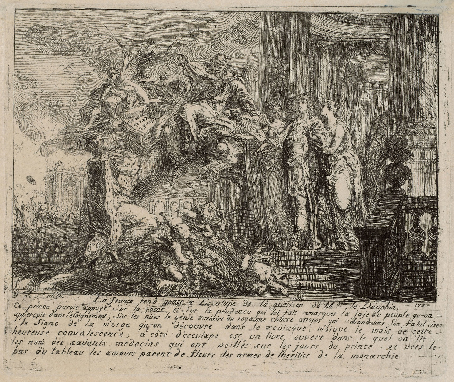 Allegory on the Convalescence of the Dauphin - Gabriel Jacques de Saint-Aubin, Poster Print Wall Art