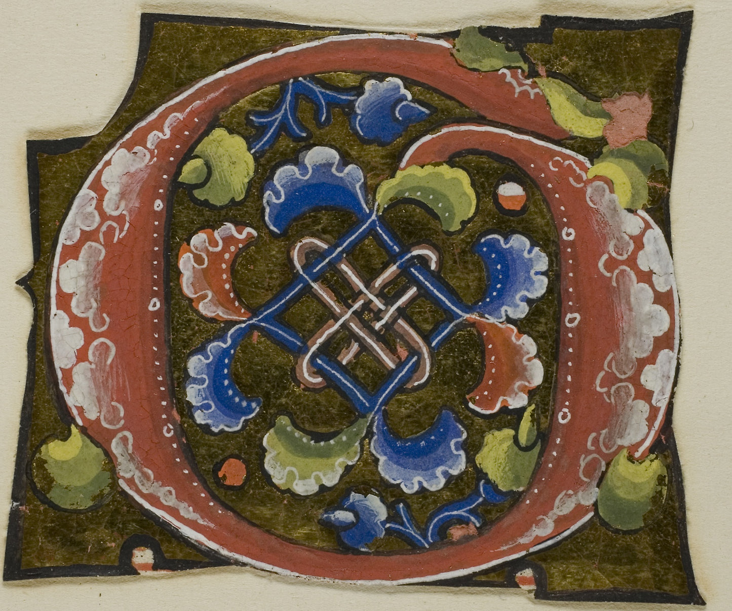 Decorated Initial "G" in Red with Conventional Flower from a Manuscript - European, Poster Print Wall Art