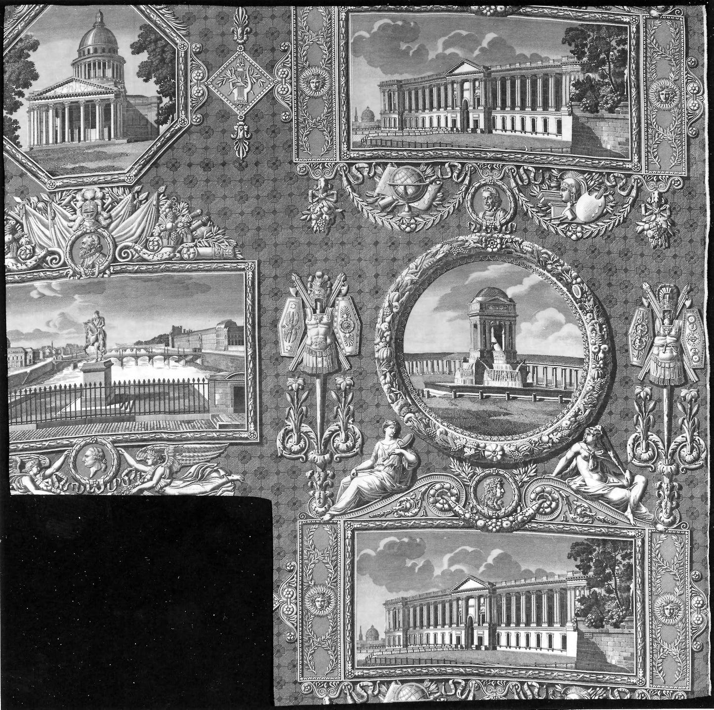 Les Monuments de Paris (The Monuments of Paris) (Furnishing Fabric) - Designed - Hippolyte Lebas (French, 1782–1867), Poster Print Wall Art