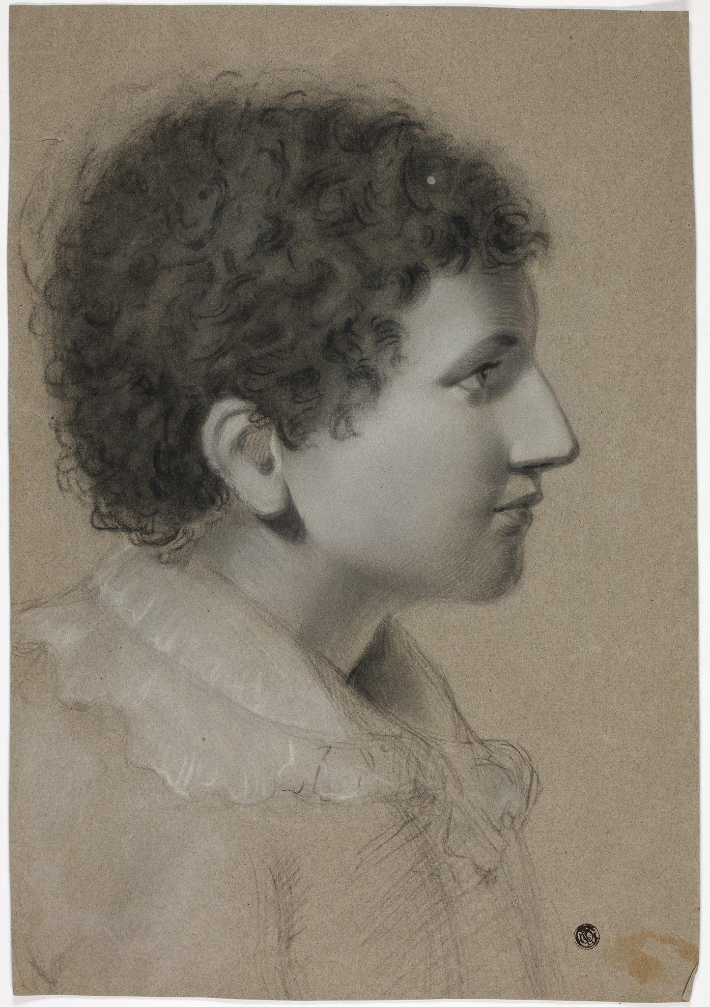 Profile of Youth with Curly Hair - Elizabeth Murray, Poster Print Wall Art