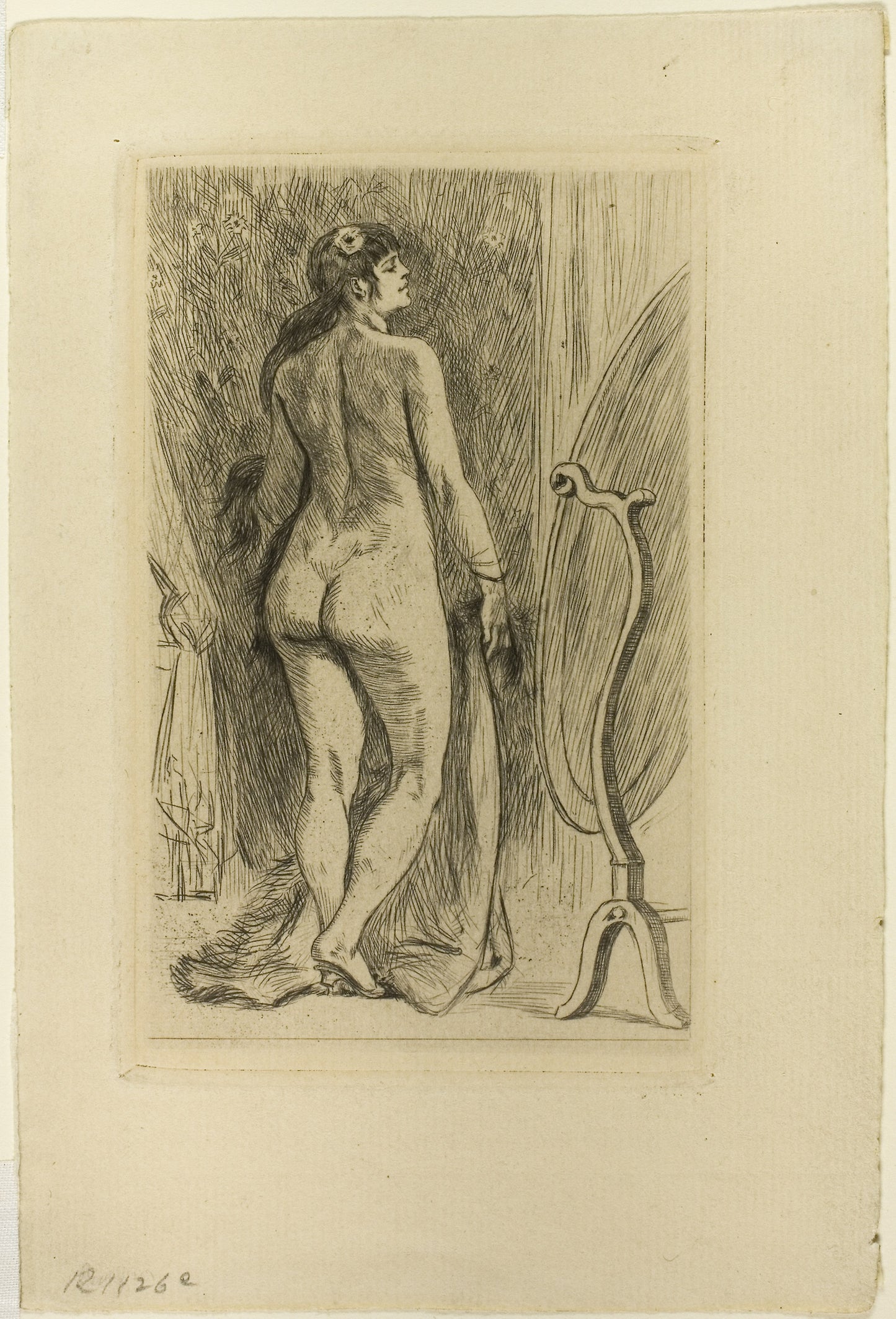 Standing Woman with a Fur - Félicien Rops, Poster Print Wall Art