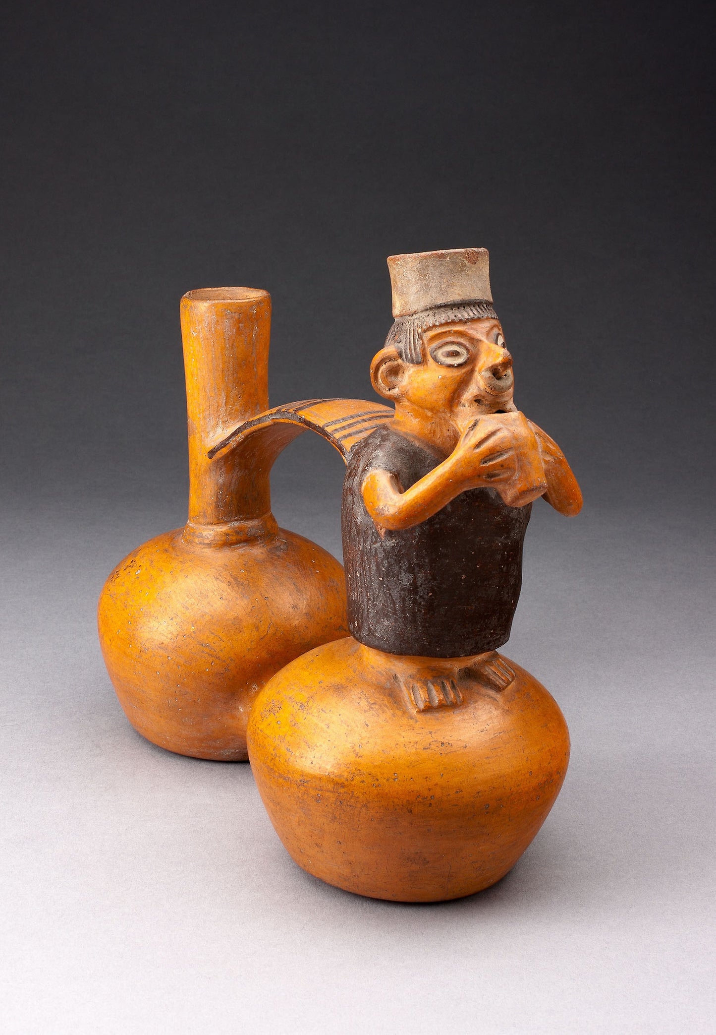 Double-Chambered Jar Depicting a Figure Holding a Cup or Flute - Nievería, Poster Print Wall Art