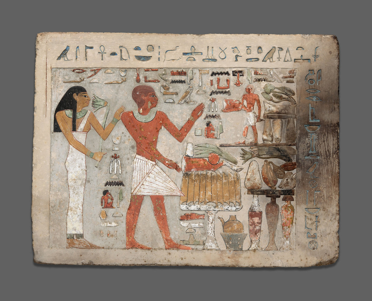 Stela of Amenemhat and Hemet: Egyptian; probably from Thebes, Poster Print Wall Art