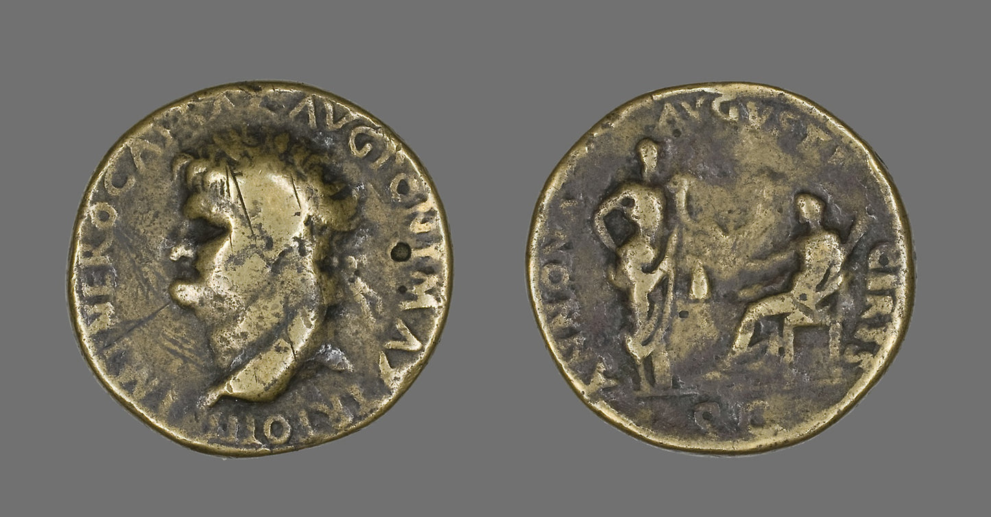 Sestertius (Coin) Portraying Emperor Nero - Roman, Poster Print Wall Art