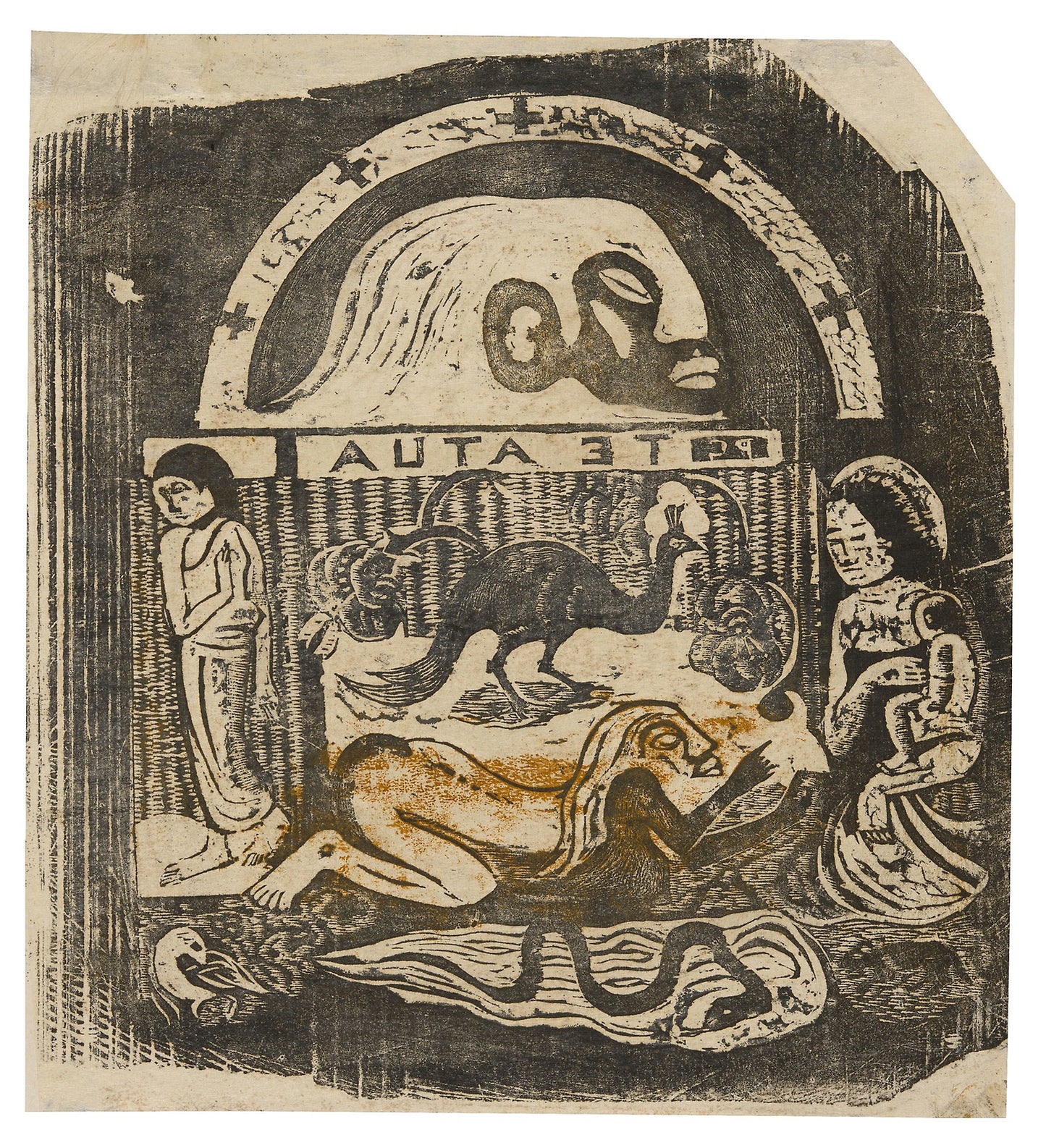 Te atua (The God), from the Suite of Late Wood-Block Prints - Paul Gauguin, Poster Print Wall Art
