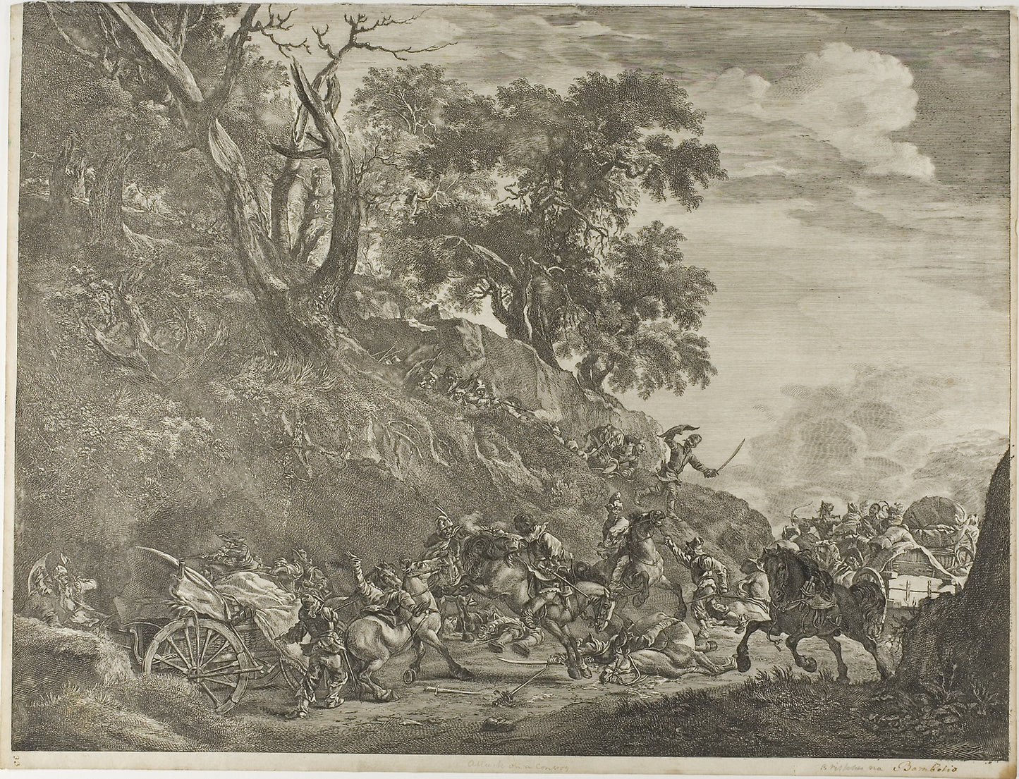 Attack on a Convoy - Cornelis Visscher (Dutch, c. 1629-1658), Poster Print Wall Art
