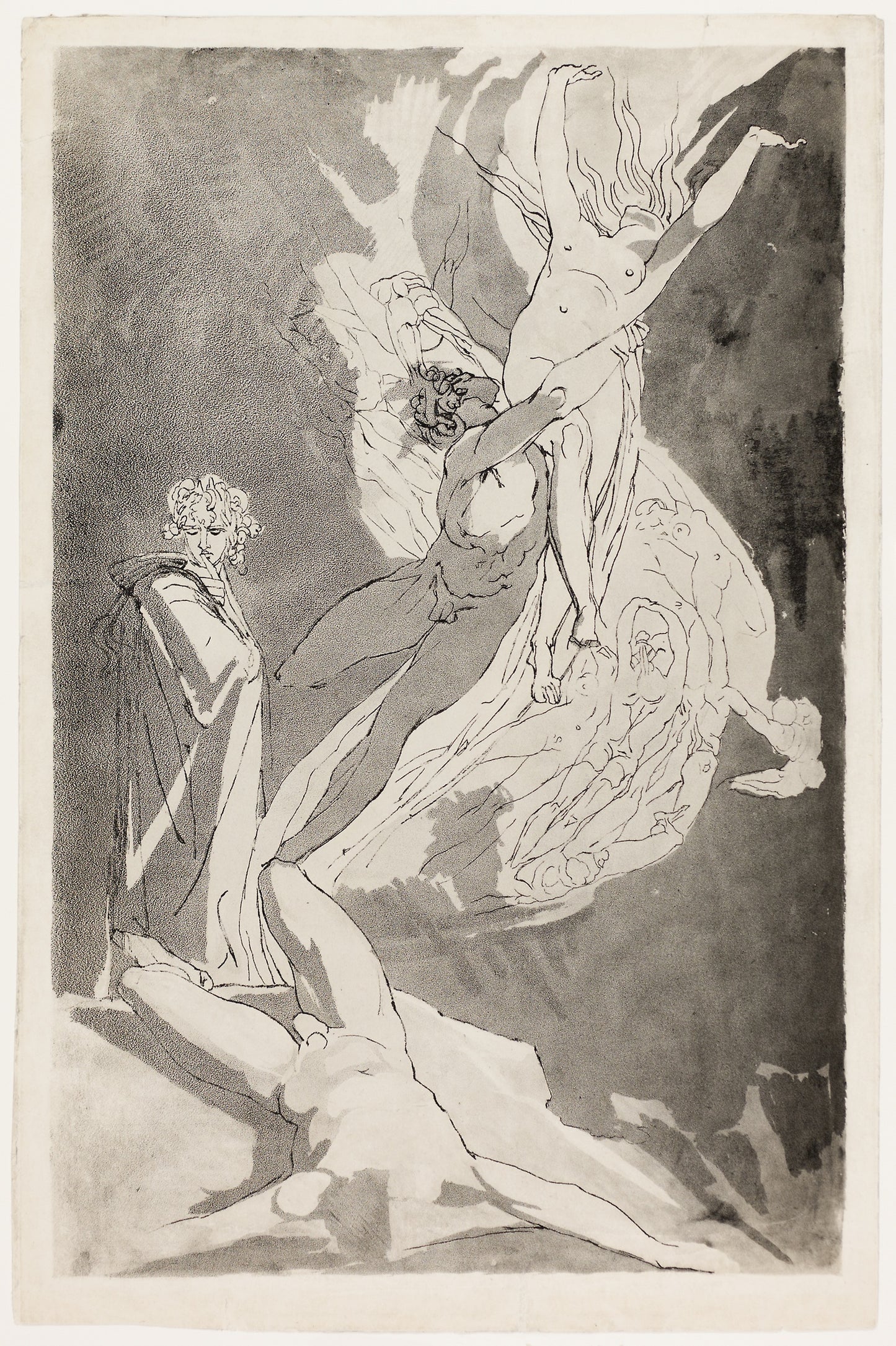 Dante Swoons before the Soaring Souls of Paolo and Francesca, Virgil at his Side - Henry Fuseli, Poster Print Wall Art