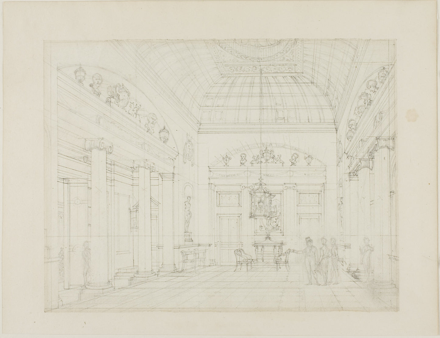 Study for The Hall, Carlton House, from Microcosm of London - Augustus Charles Pugin (English, born France, 1762-1832), Poster Print Wall Art