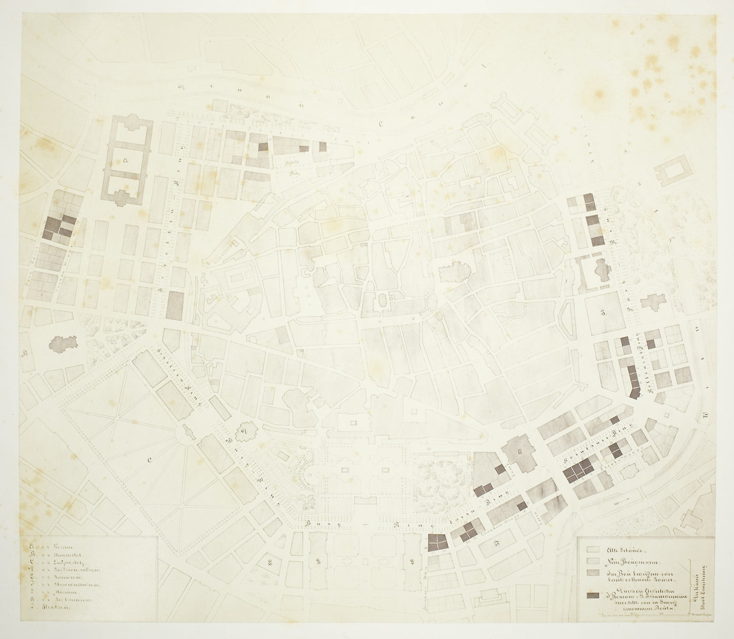 Plan der innern Stadt Wien mit dem Gebiete der Stadt-Erweiterung - Artist unknown , Poster Print Wall Art