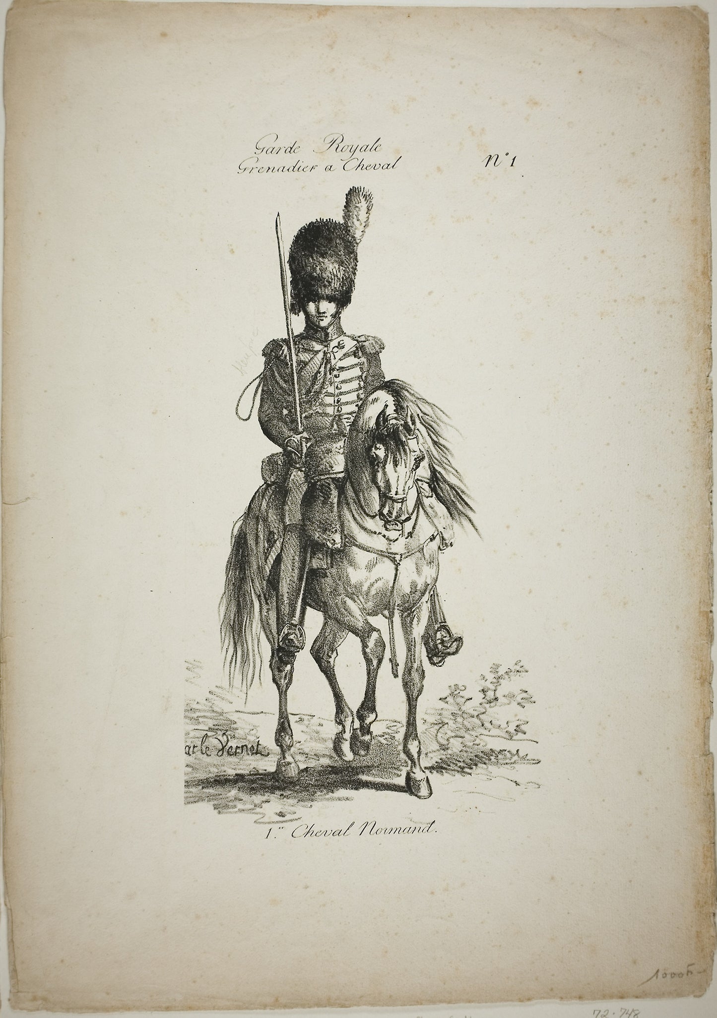 Royal Guard, Norman Mounted Grenadier and Horse, No. 1 - Carle Vernet (French, 1758-1836), Poster Print Wall Art
