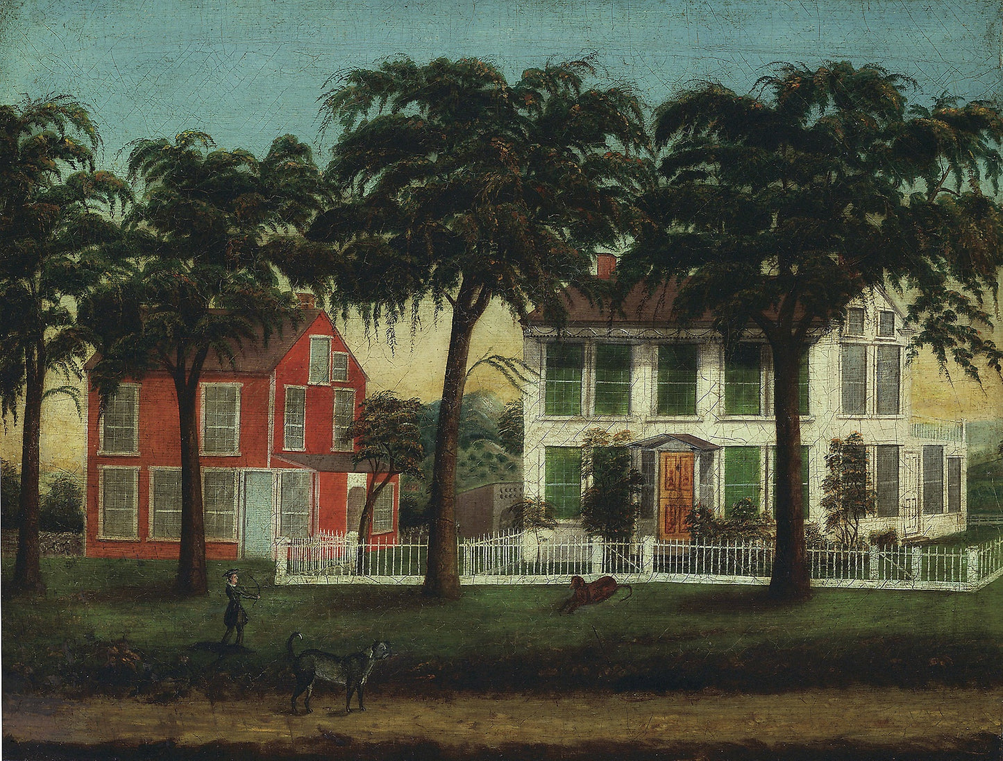 Houses on the Fox River, Illinois - Artist unknown, Poster Print Wall Art