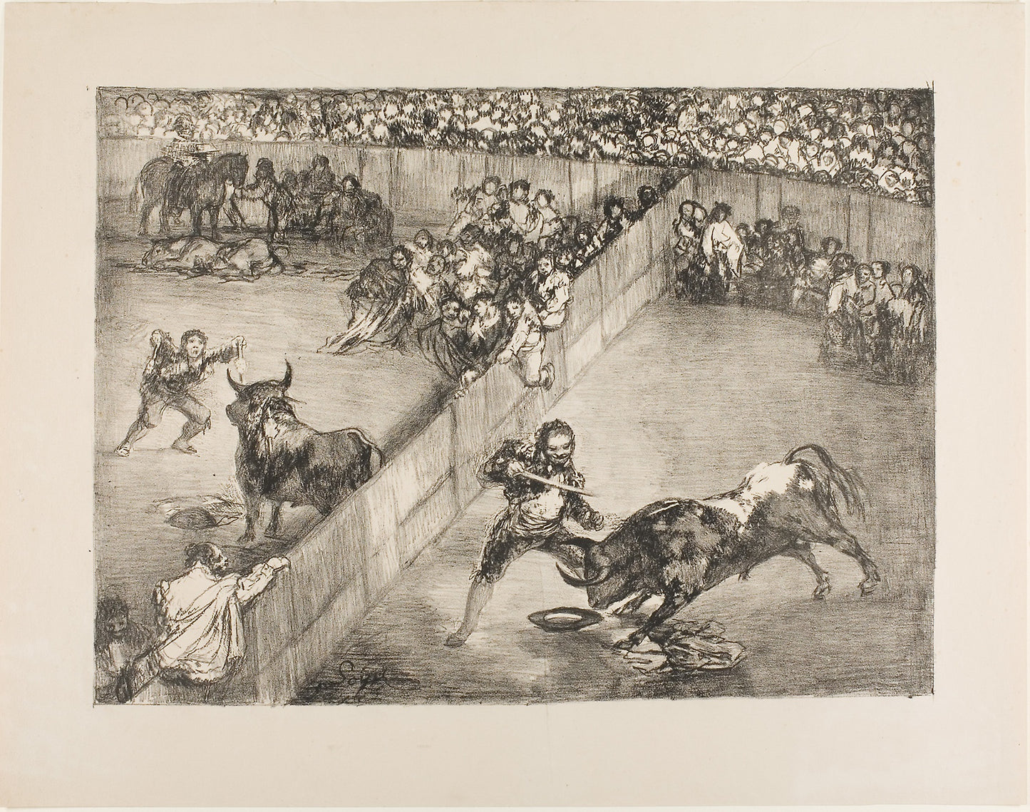 Bullfight in a divided ring, from The Bulls of Bordeaux - Francisco José de Goya y Lucientes, Poster Print Wall Art