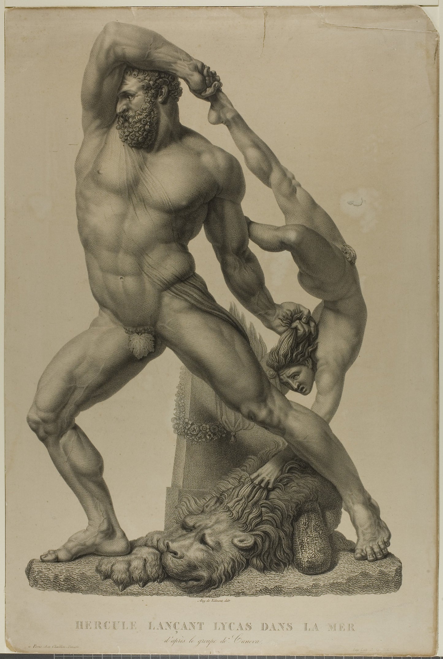 Hercules Throwing Lichas into the Sea - Auguste de Valmont (French, active 1815-1845), Poster Print Wall Art