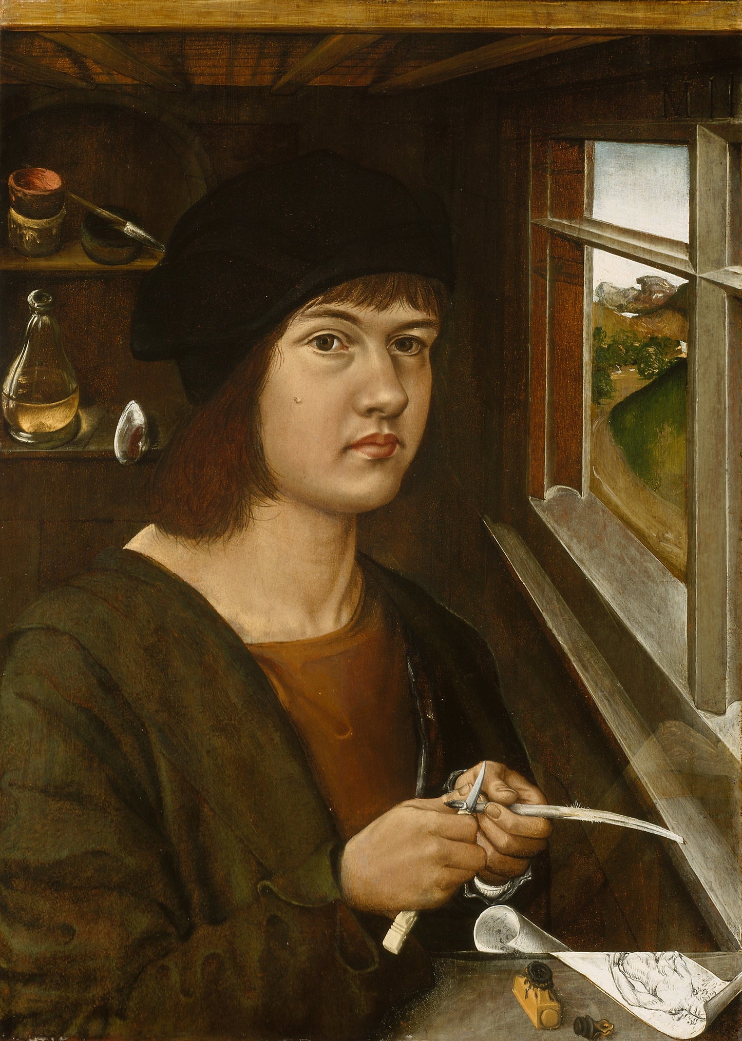 Portrait of a Young Artist - South German, Poster Print Wall Art