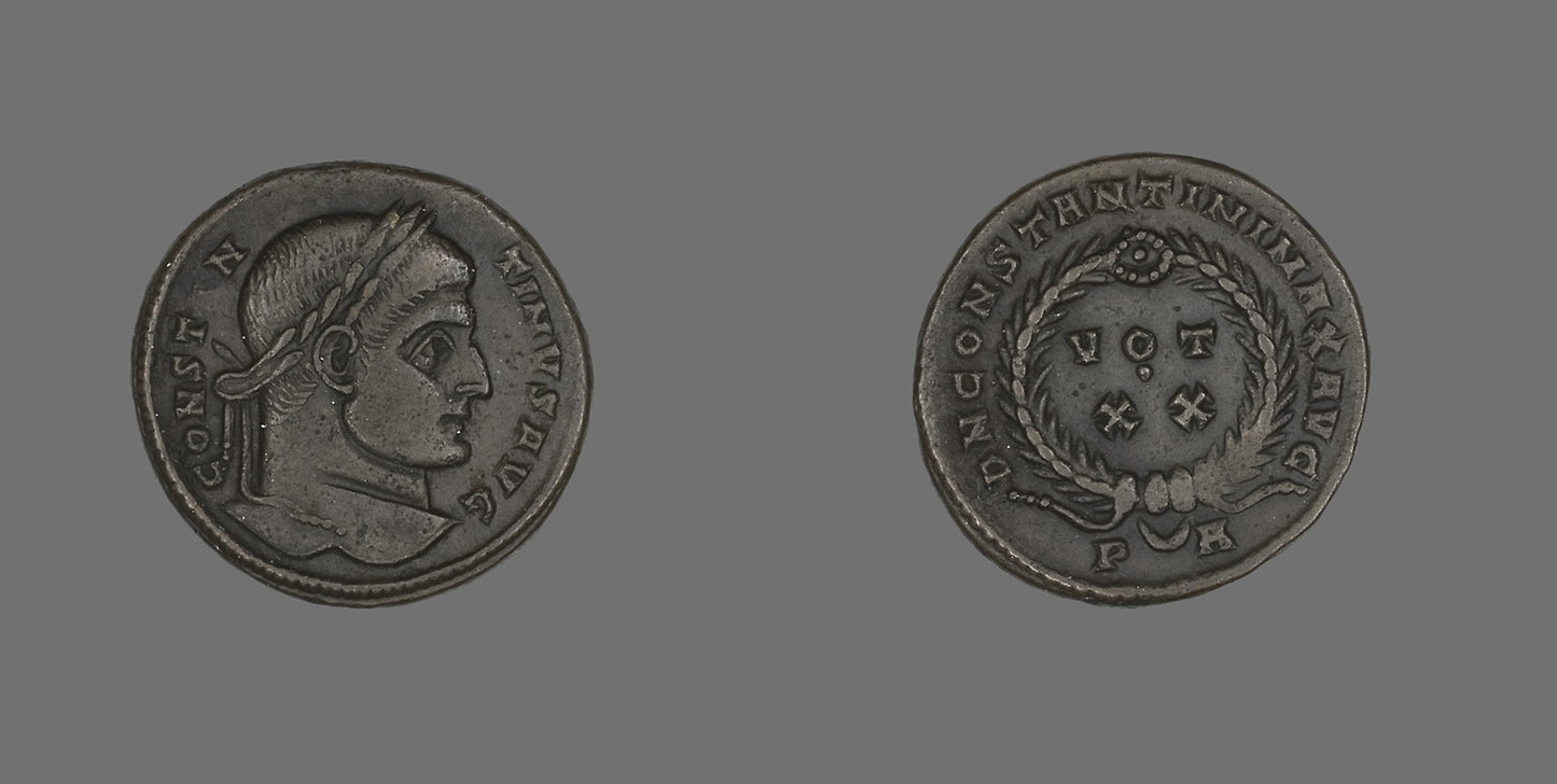 Coin Portraying Emperor Constantine I - Roman, minted in Arles, Poster Print Wall Art