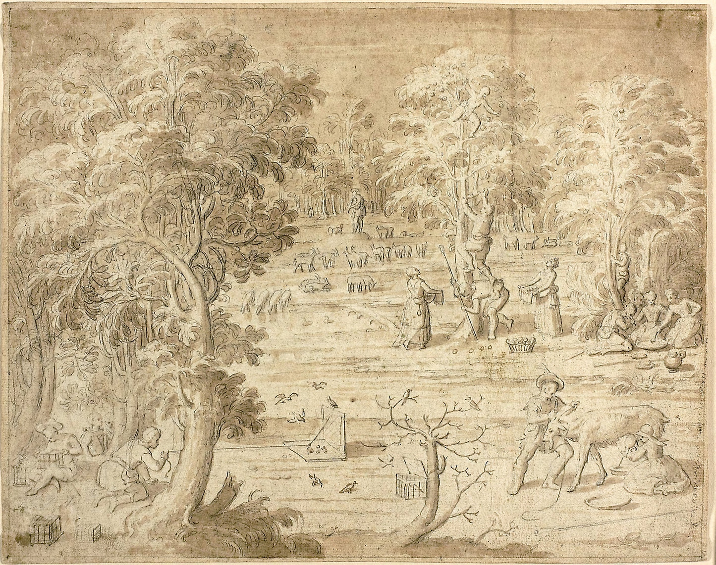 Youths and Maidens Engaged in Country Pursuits - Antoine Caron, Poster Print Wall Art