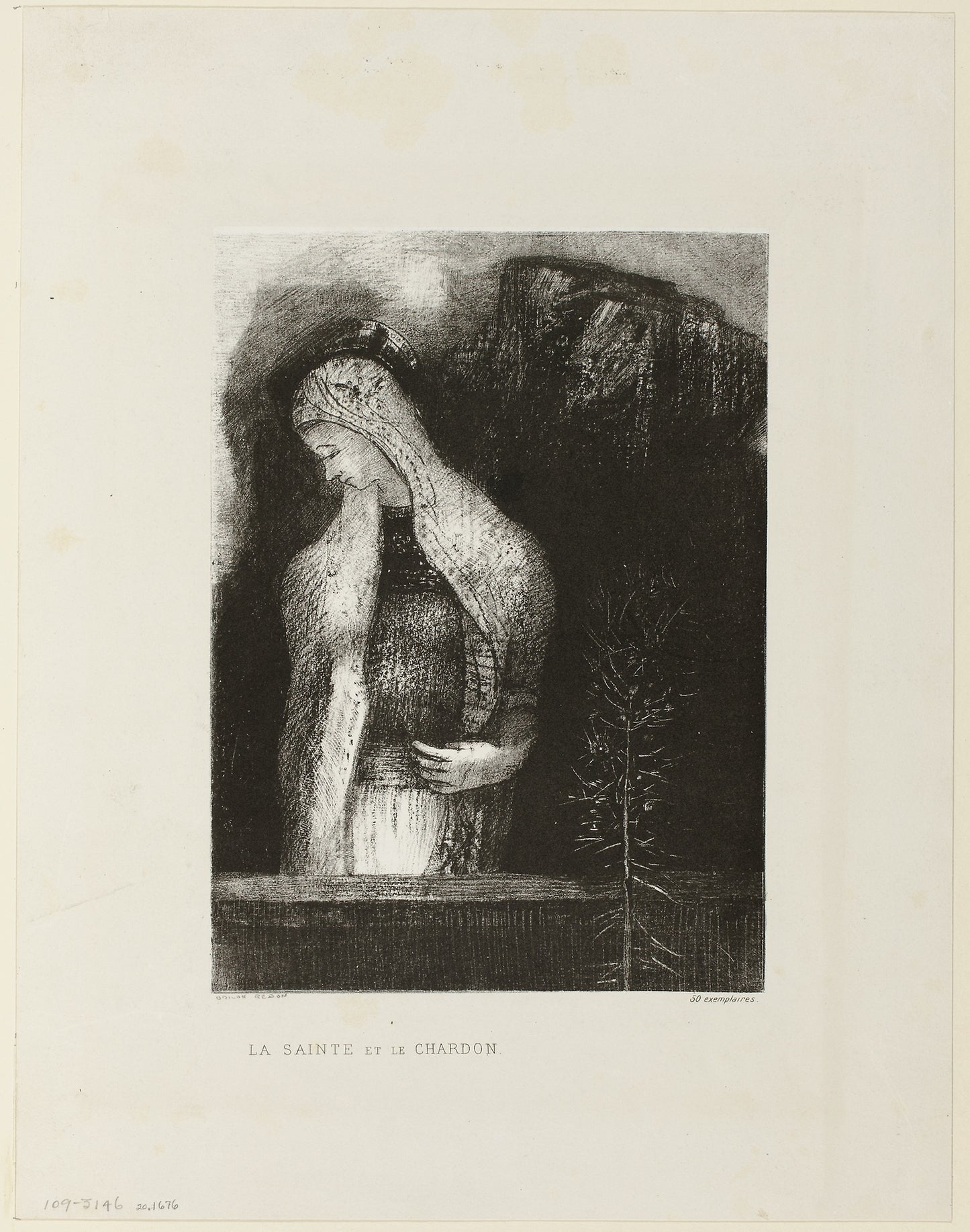 Female Saint and Thistle - Odilon Redon, Poster Print Wall Art