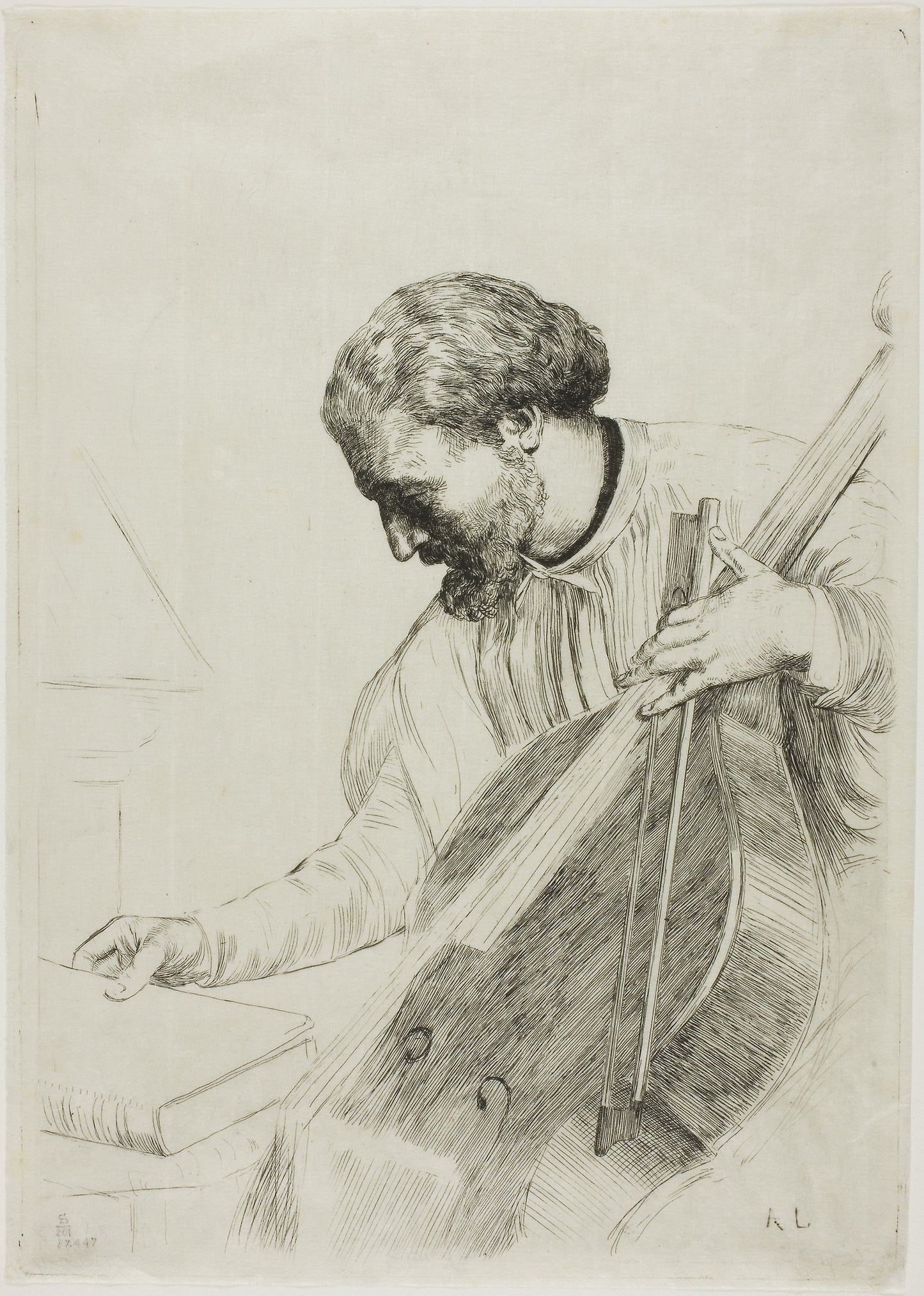 The Double Bass Player - Alphonse Legros, Poster Print Wall Art