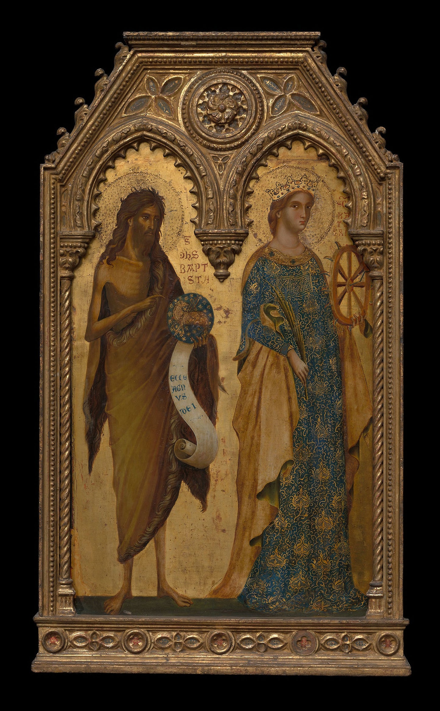Saints John the Baptist and Catherine of Alexandria - Paolo Veneziano and workshop, Poster Print Wall Art